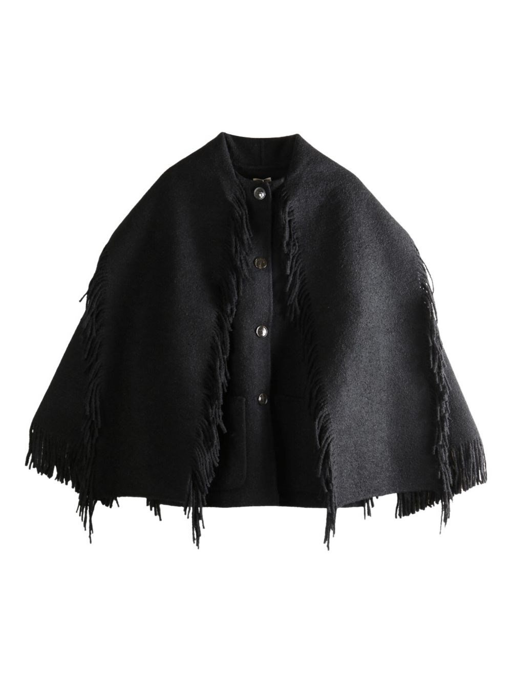 Totême Toteme Fringed Scarf Wool Coat In Black