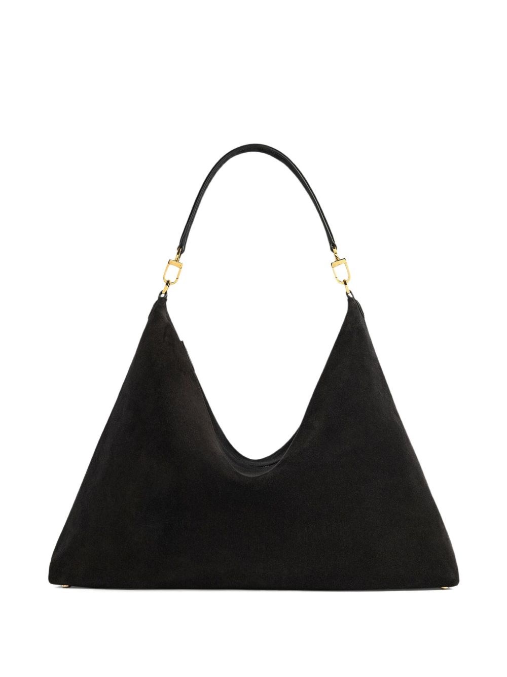 Totême Suede Leather Shoulder Bag With Detachable Handle In Black