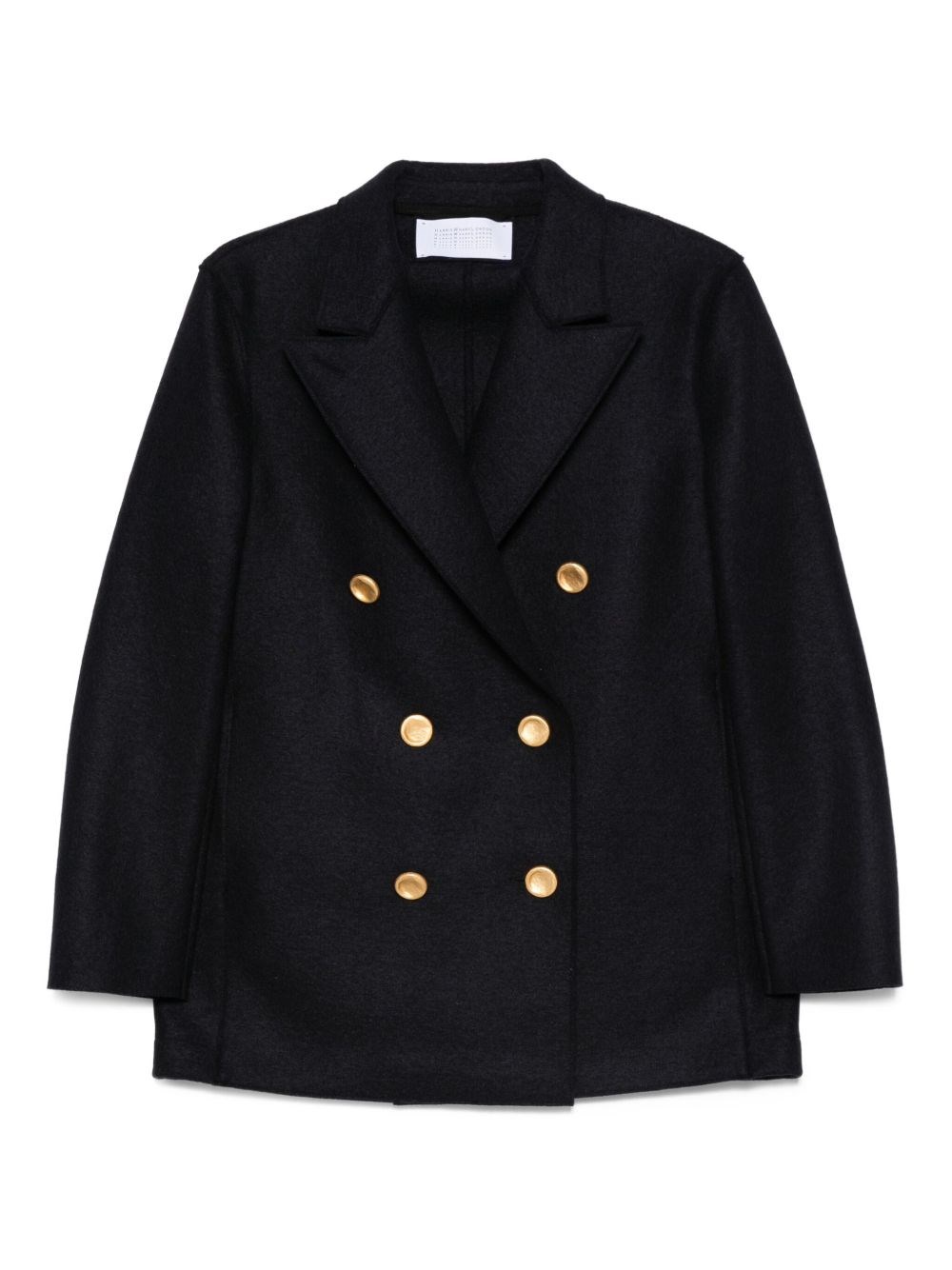 Harris Wharf London Double-breasted Coats With Notched Lapels And Side Pockets In Black