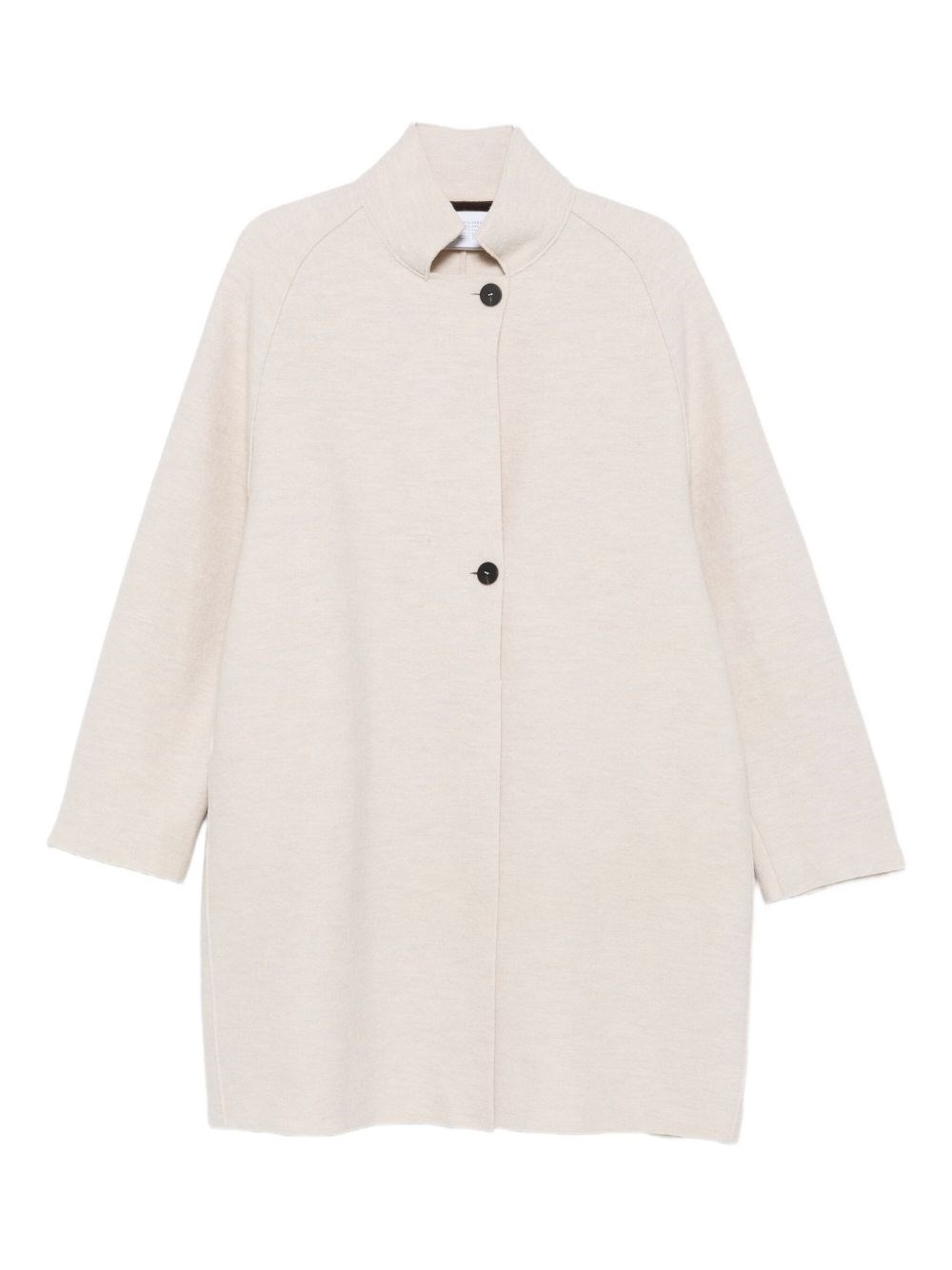 Harris Wharf London Wool High Neck Coat With Side Pockets In Sand