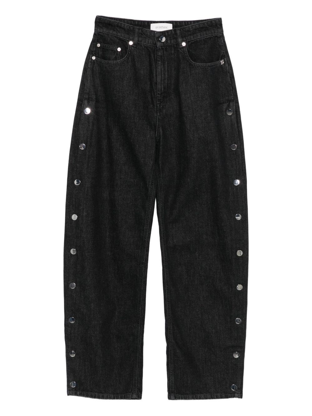 Sportmax High Waist Wide Leg Denim Trousers In Black