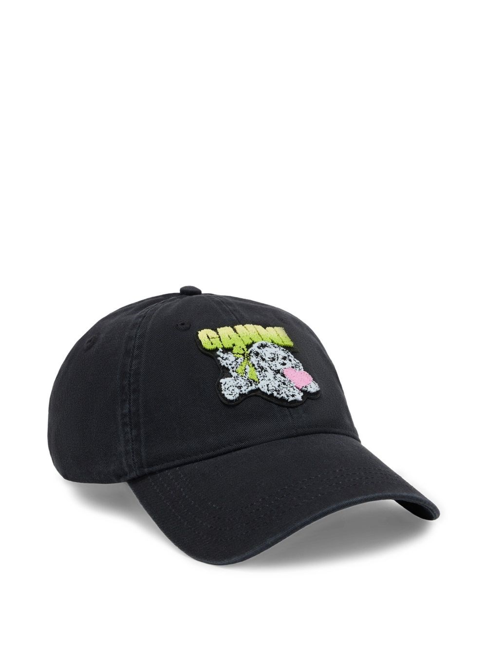 Ganni Women Puppy Organic Cotton Baseball Cap In Black