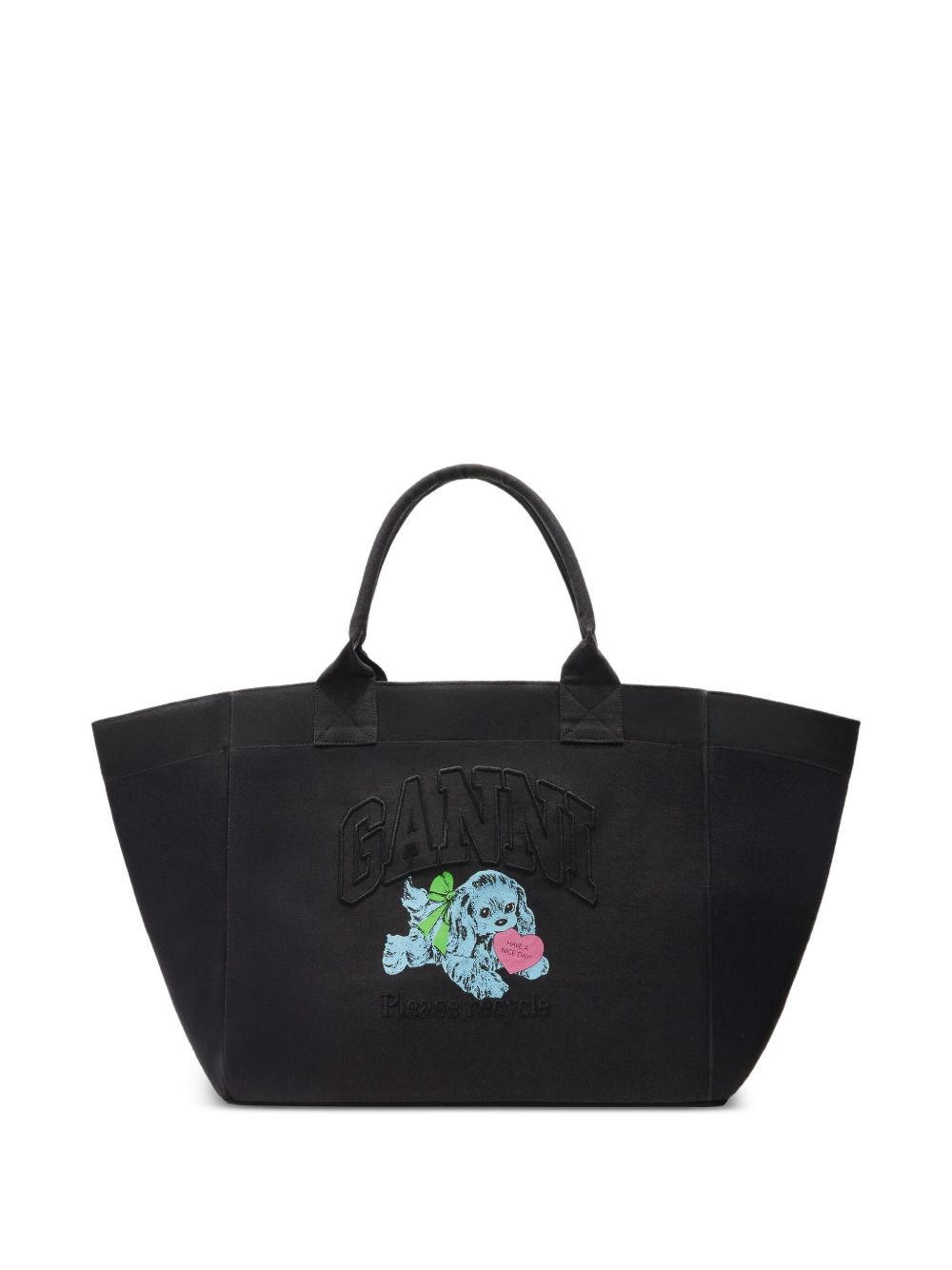 Ganni Recycled Cotton Xxl Tote Bag In Gray