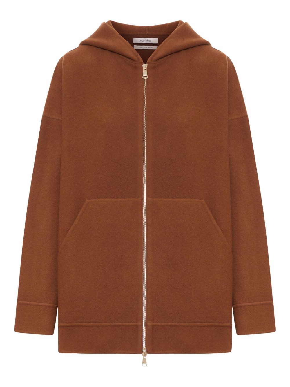 Max Mara Knitwear Hoodie With Long Sleeves And Pockets In Brown