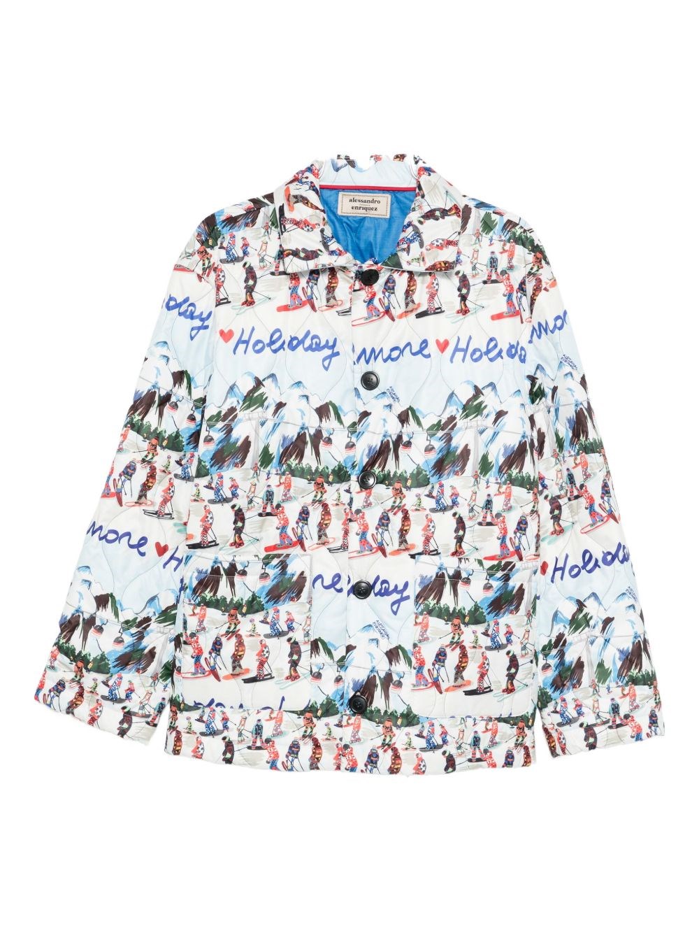Alessandro Enriquez Blue Printed Shirt Jacket In Blue