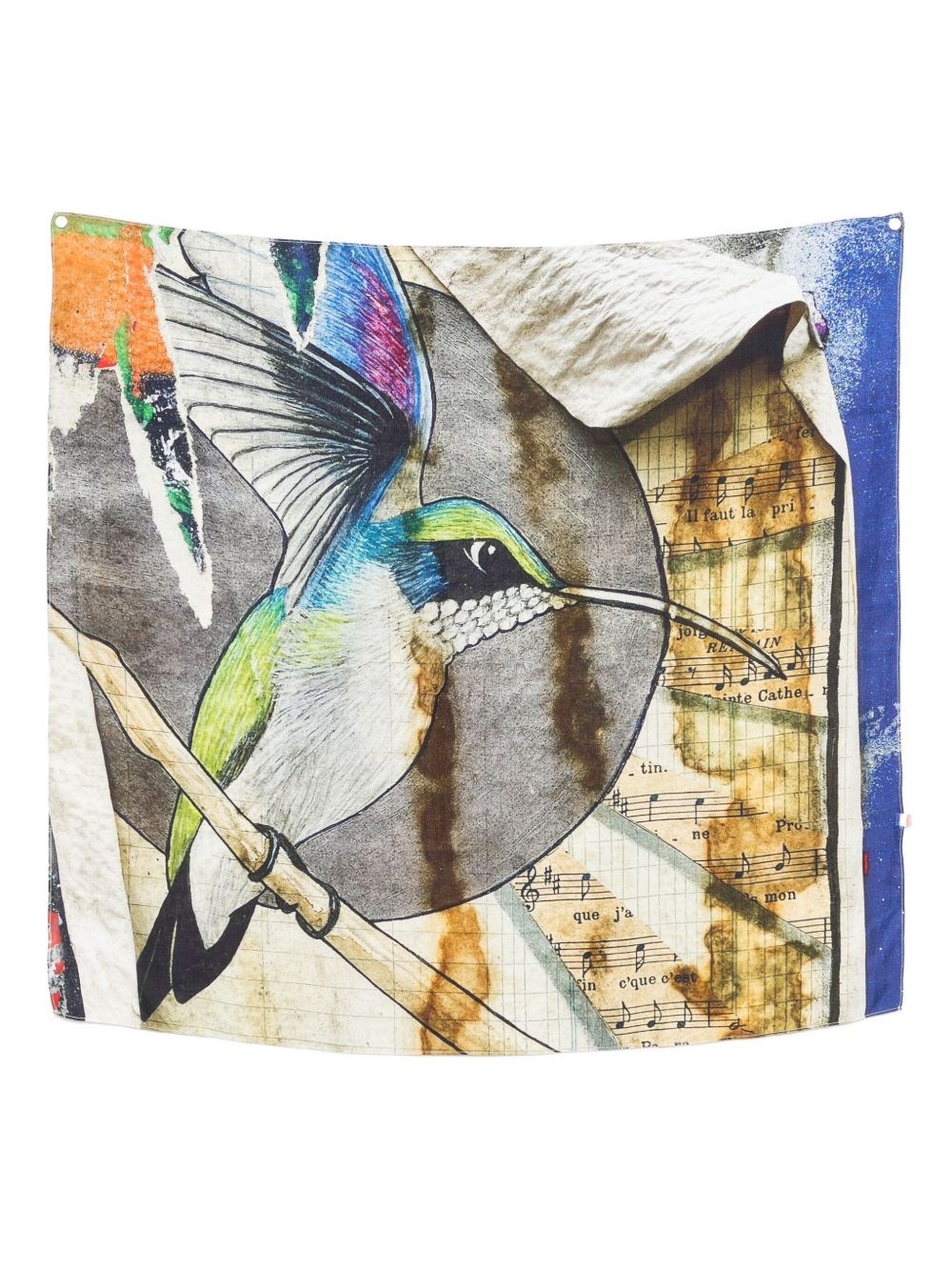 Talking Walls Printed Silk Foulard In Gray