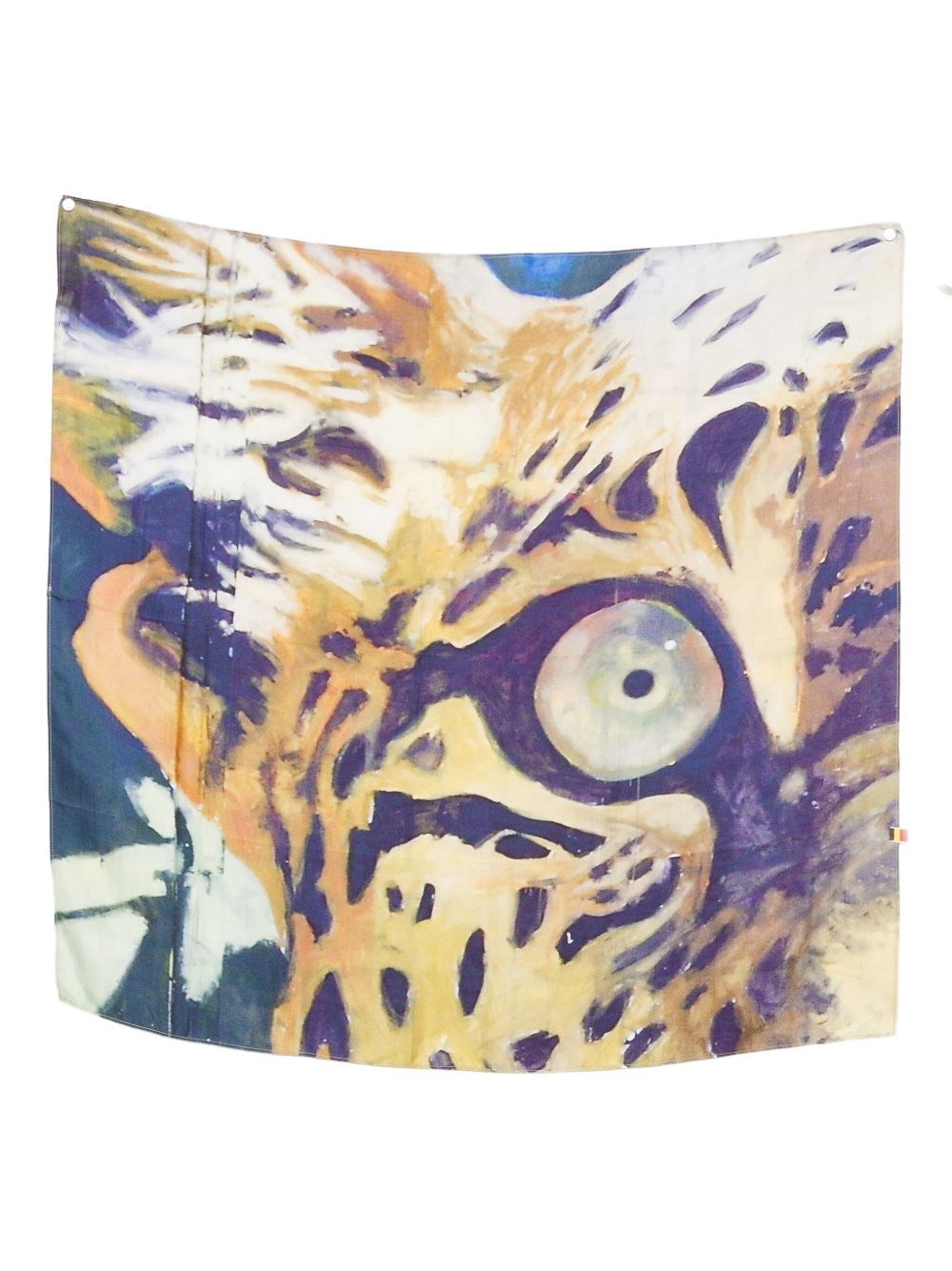 Talking Walls Printed Silk Foulard In Blue