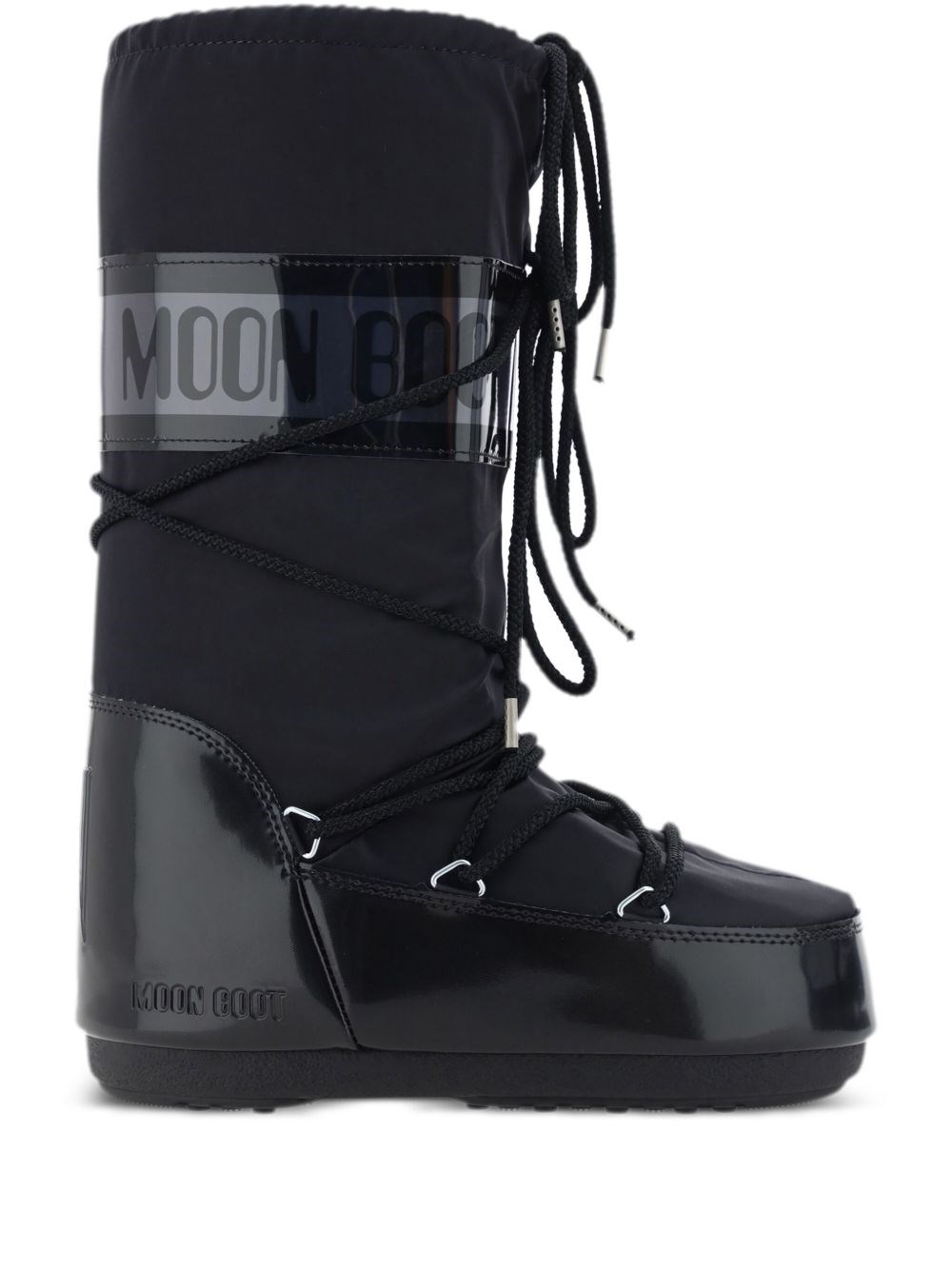 Moon Boot Icon Glance Satin Lace-up Snow Boots In Black