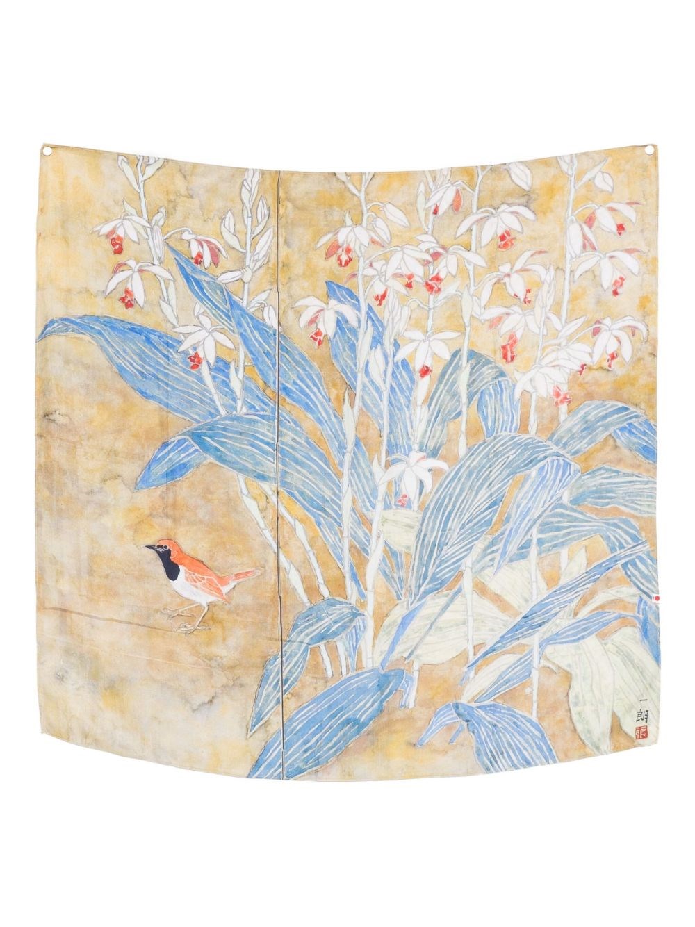 Talking Walls Printed Silk Foulard In Neutral
