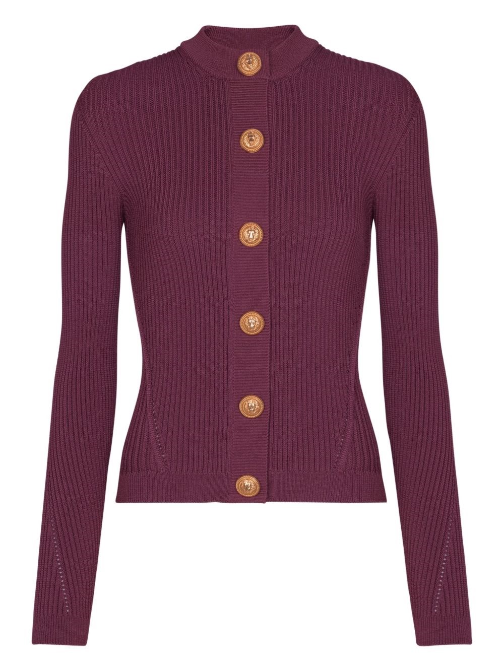 Balmain Fine Knit Cardigan With Buttons In Purple
