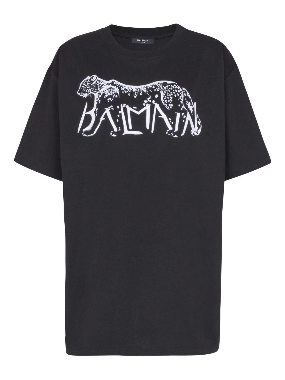 Balmain T-shirt With Leopard Print In Black