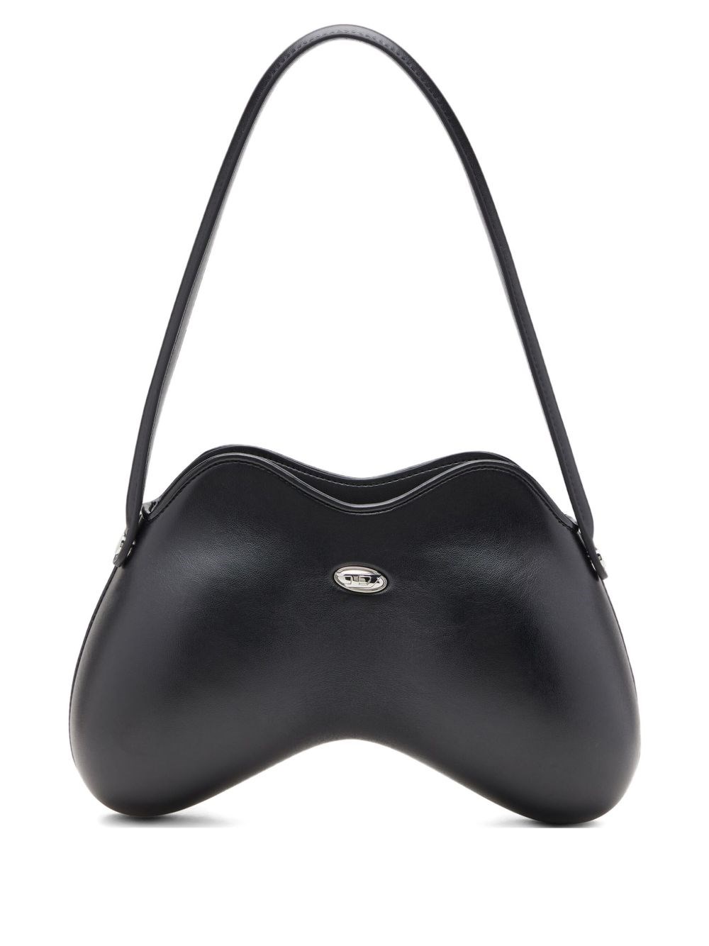 Diesel Double-d Curved Shoulder Bag In Black