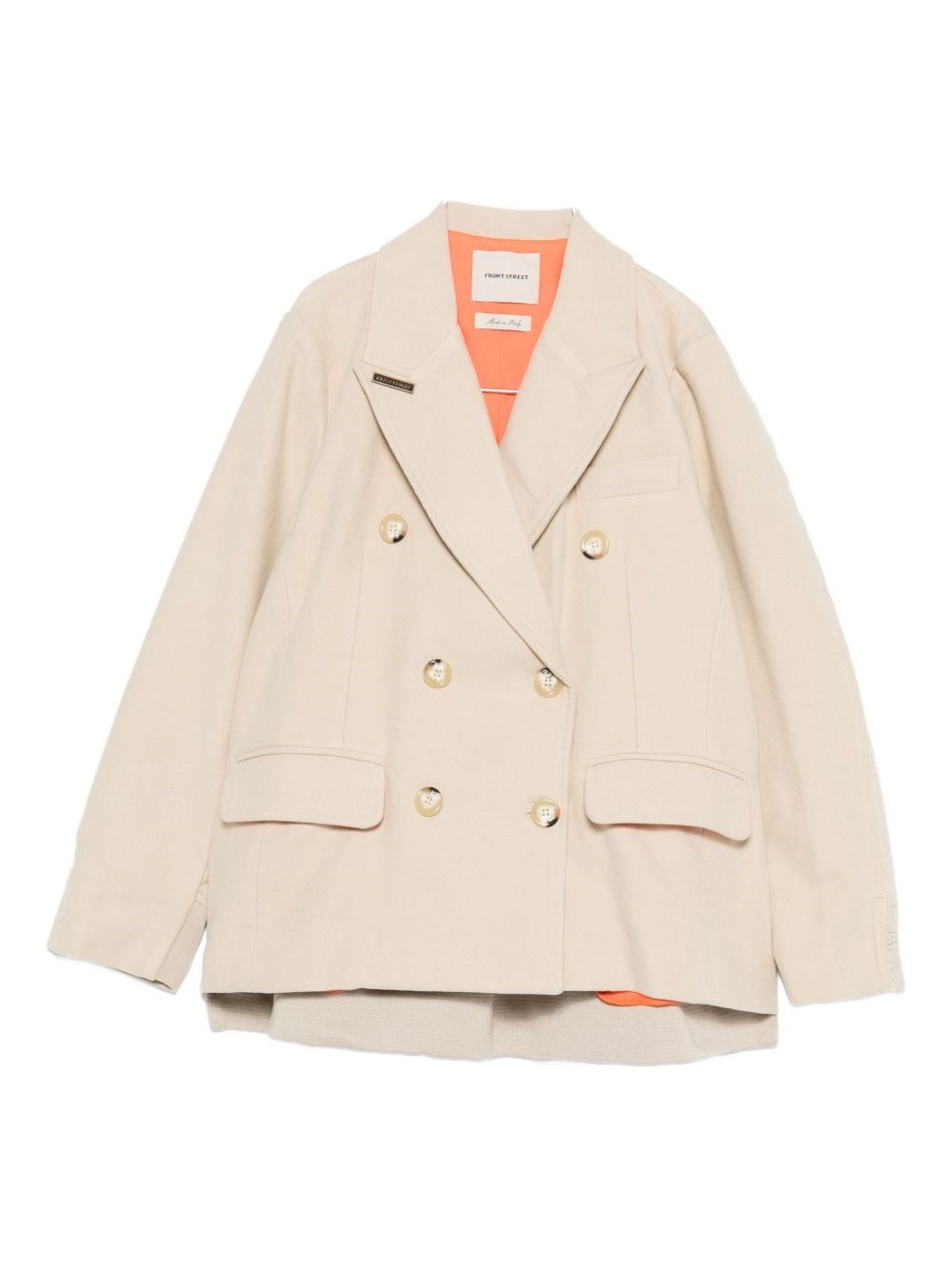 Front Street 8 Cotton Double-breasted Jacket In Neutral