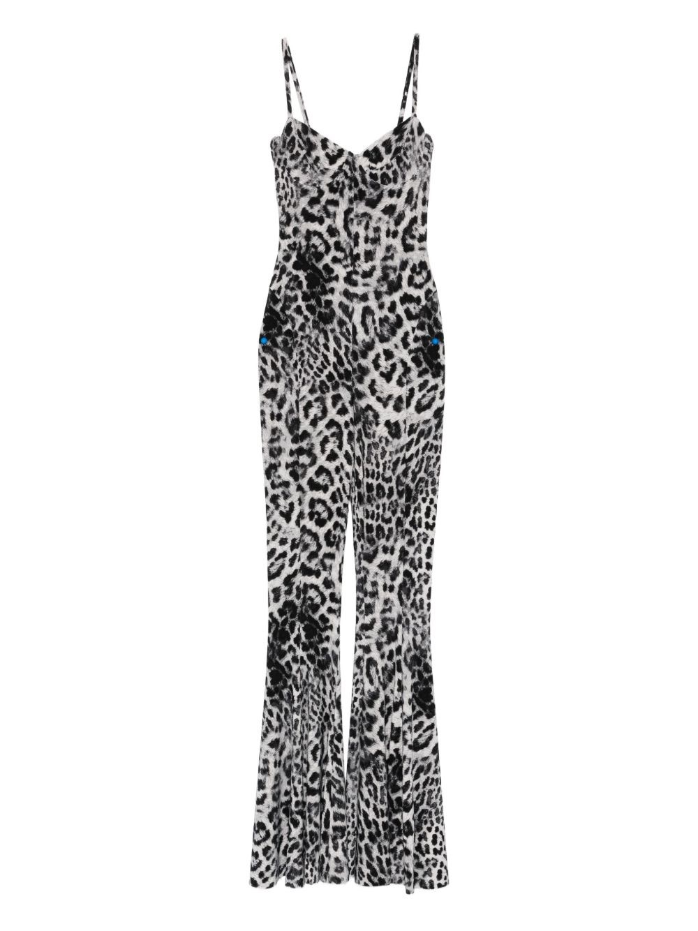 Norma Kamali Brown Leopard Print Jumpsuit In Black