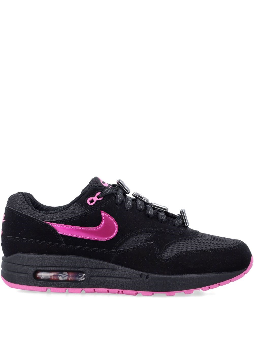 Nike Air Max 1 Prm Sneakers In Black Suede And Fabric In Black