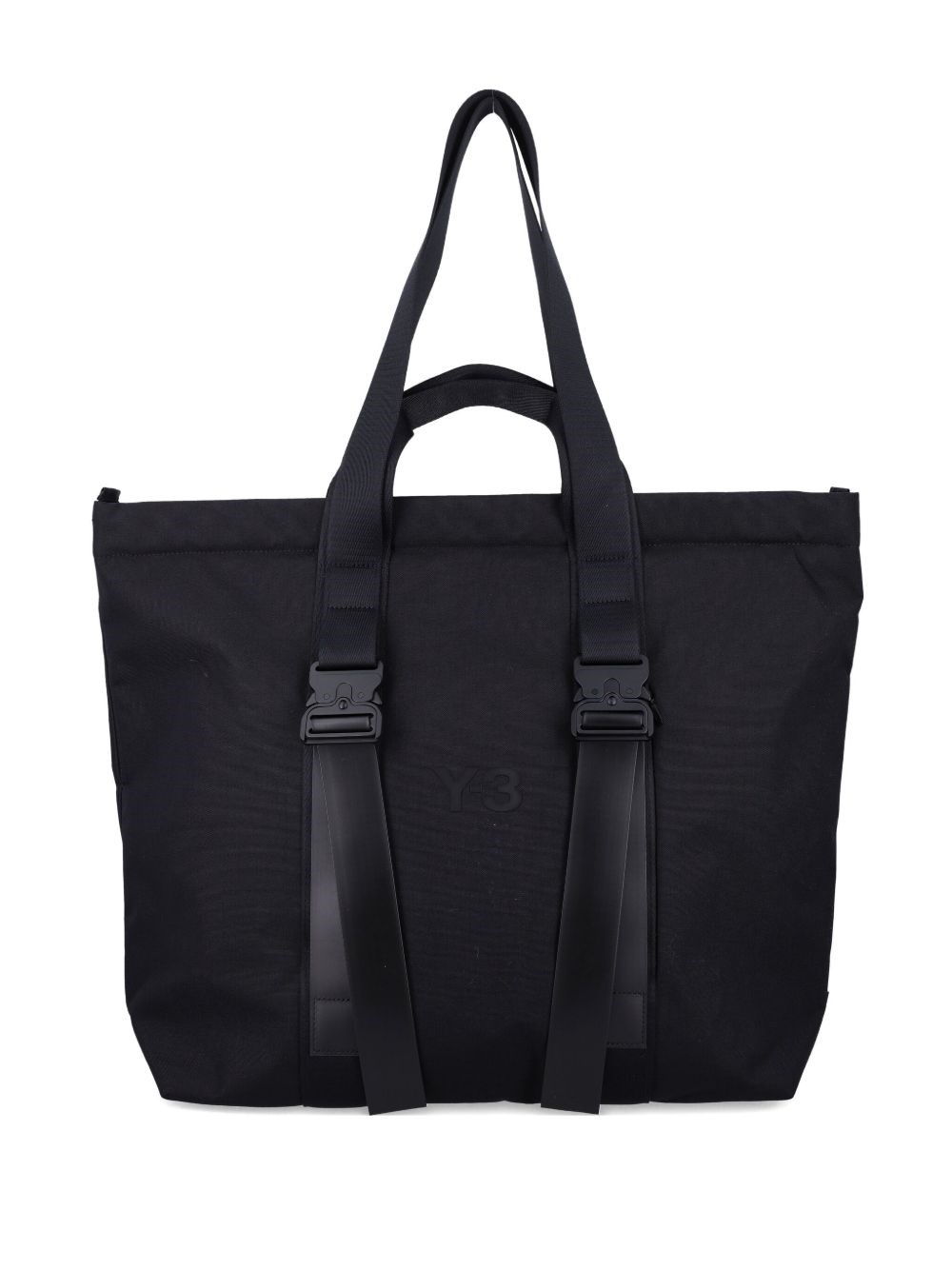 Y-3 Spacious Tote Bag With Leather Straps And Embossed Logo In Black