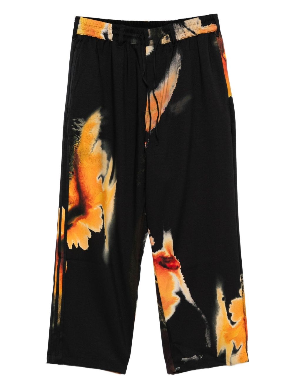 Y-3 Joggers With Abstract Orange Print And Side Seam Pockets In Black
