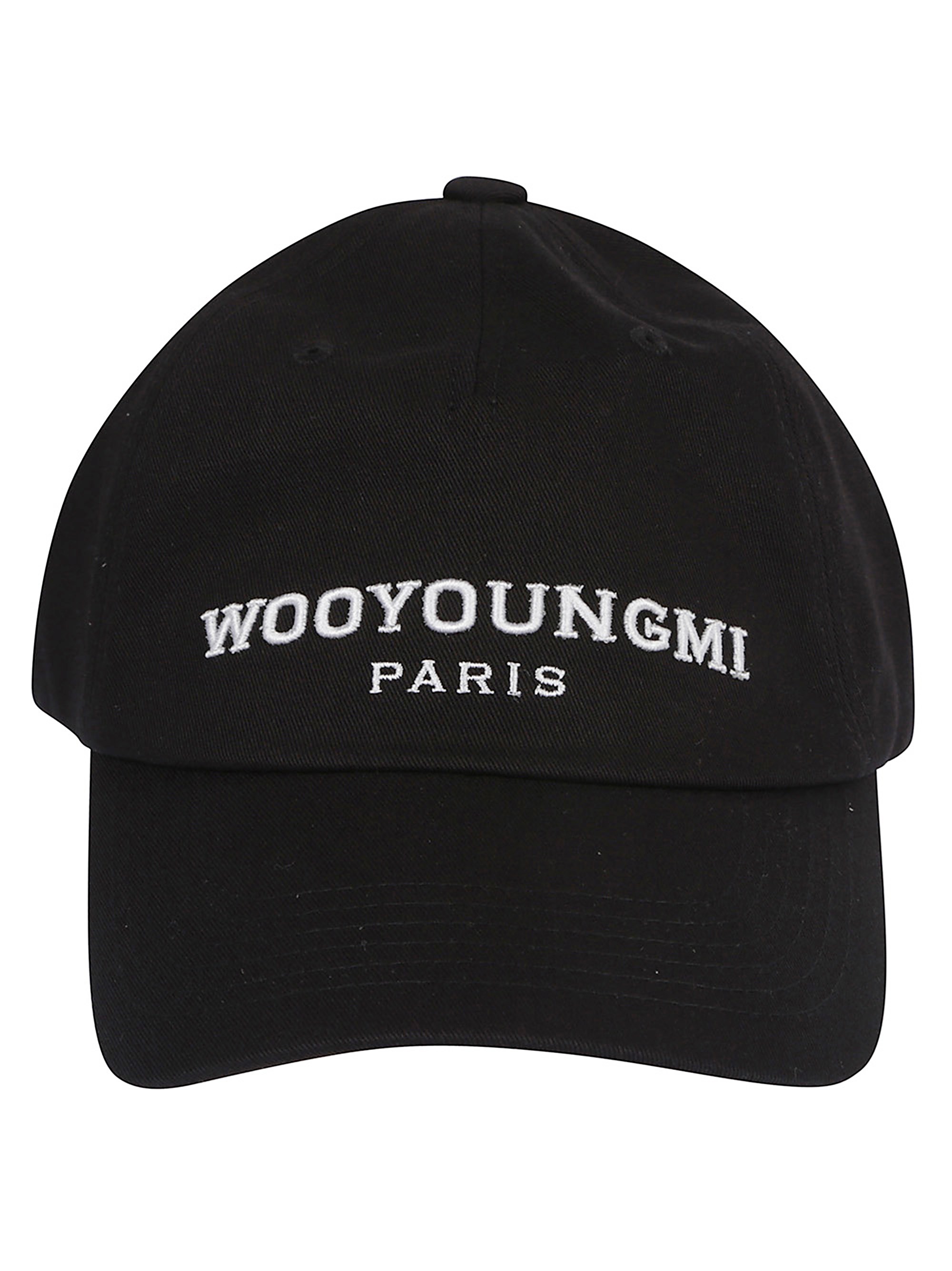 Wooyoungmi Black Baseball Cap With Logo Lettering On The Front In Cotton Man In Black