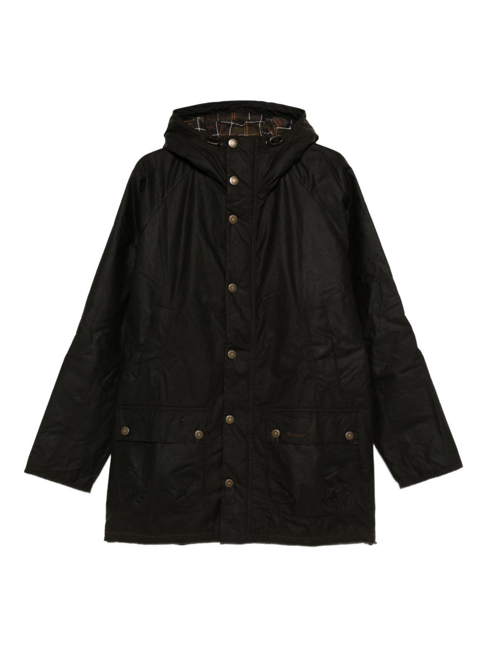 Barbour Hooded Snap-fit Coat In Green