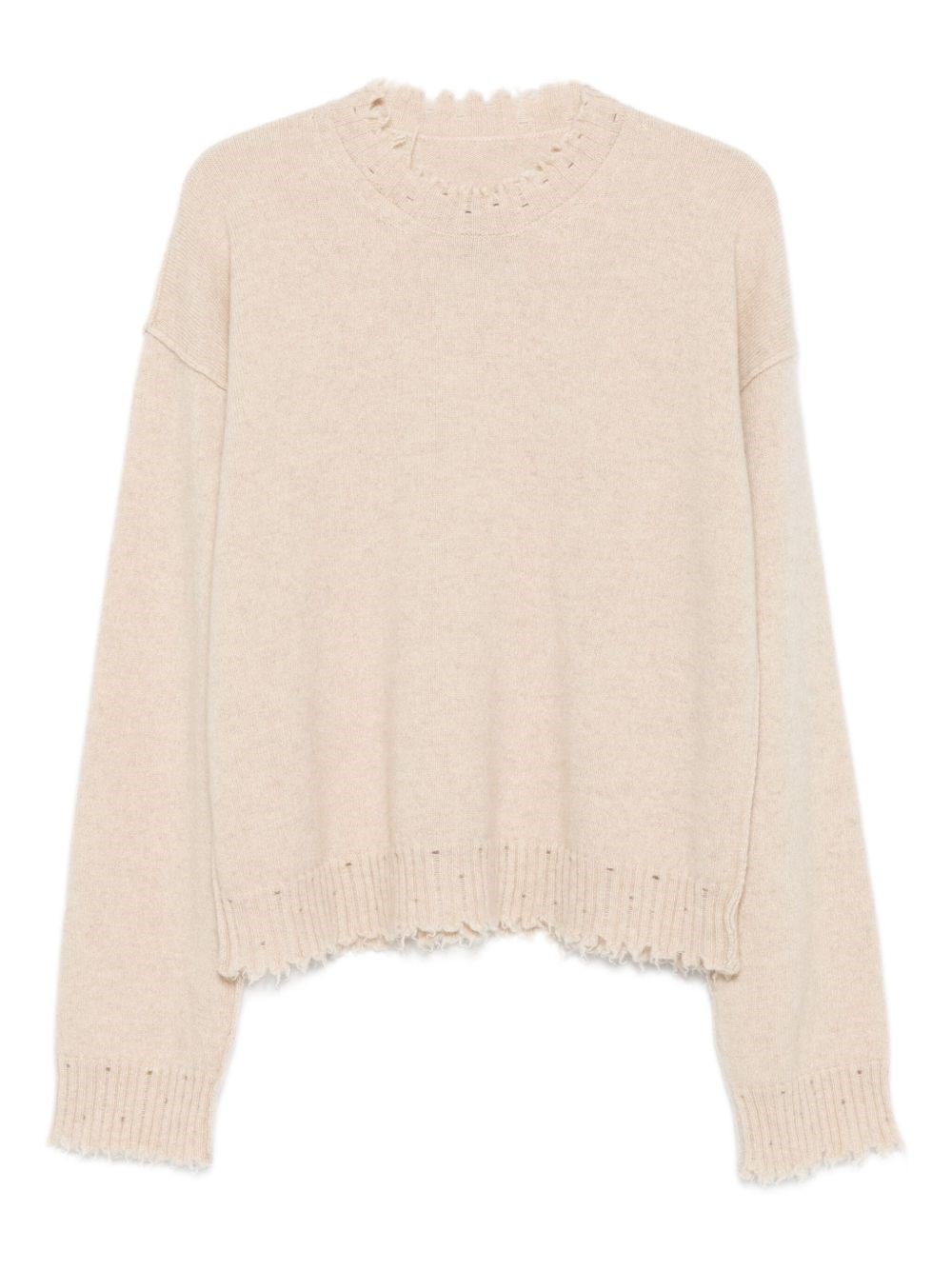 Uma Wang Beige Cashmere Sweater With Distressed Details In Sand