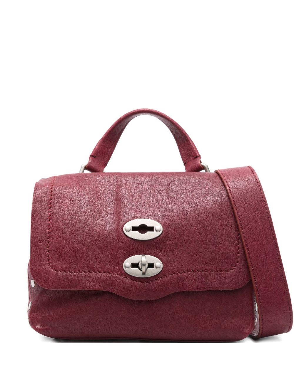 Zanellato Postina Tabacco Baby Leather Handbag In Red