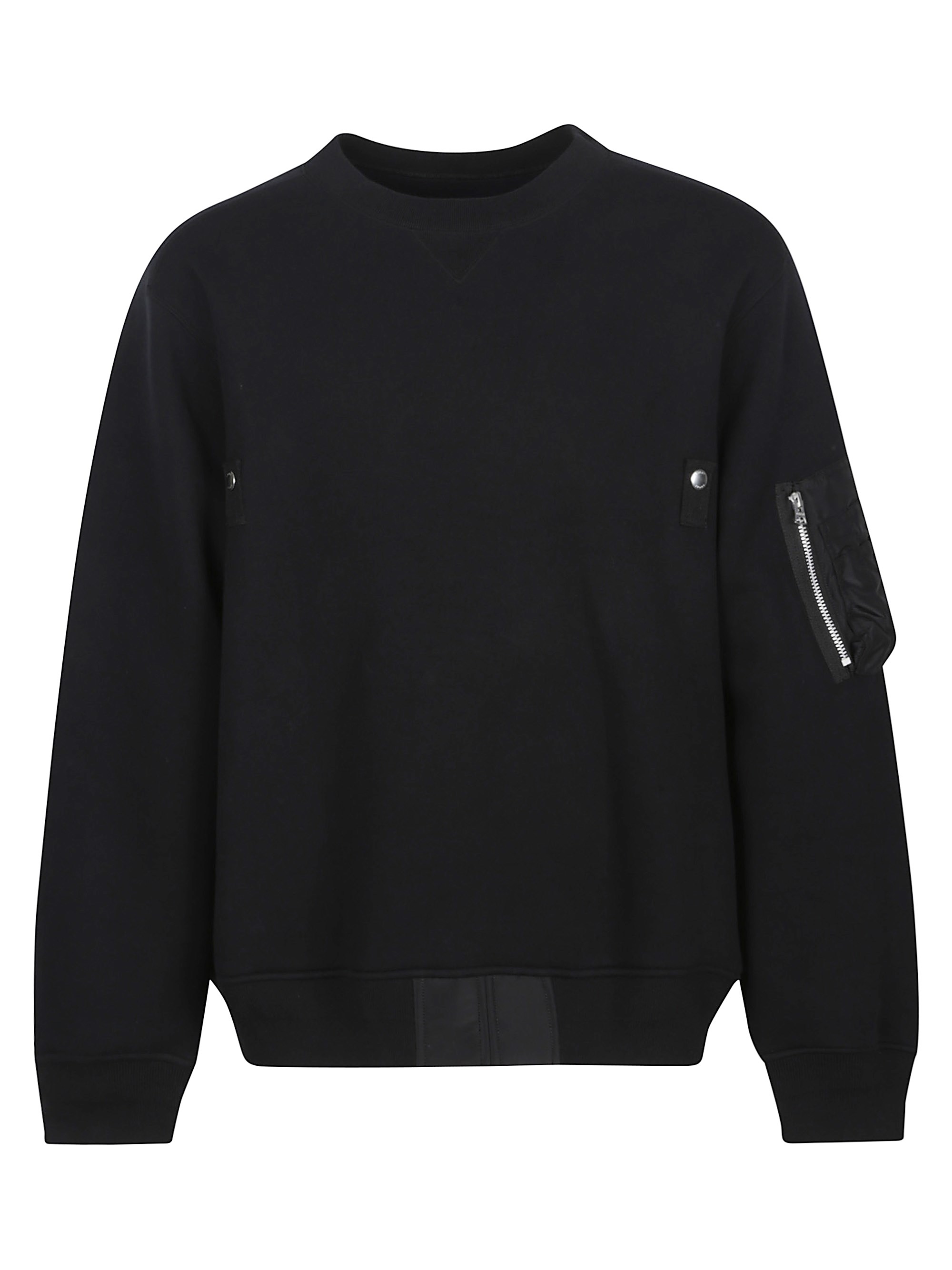Sacai Cotton Crew Neck Sweater In Black