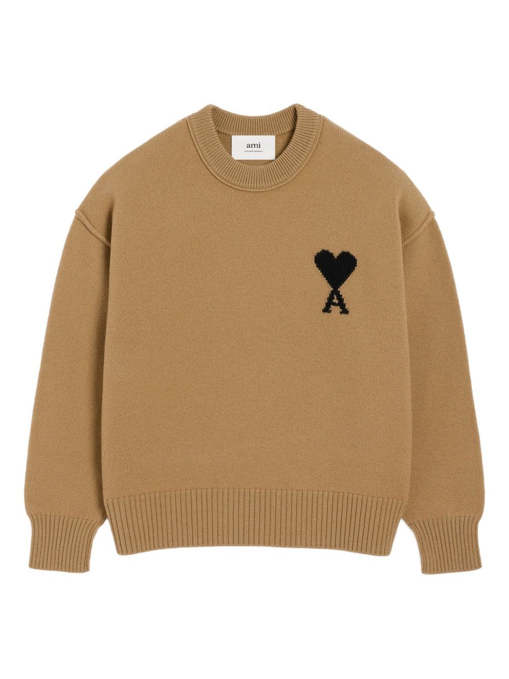 Ami Alexandre Mattiussi Ami Bronze Knit Sweater With Inside-out Seams And Heart Logo In Brown