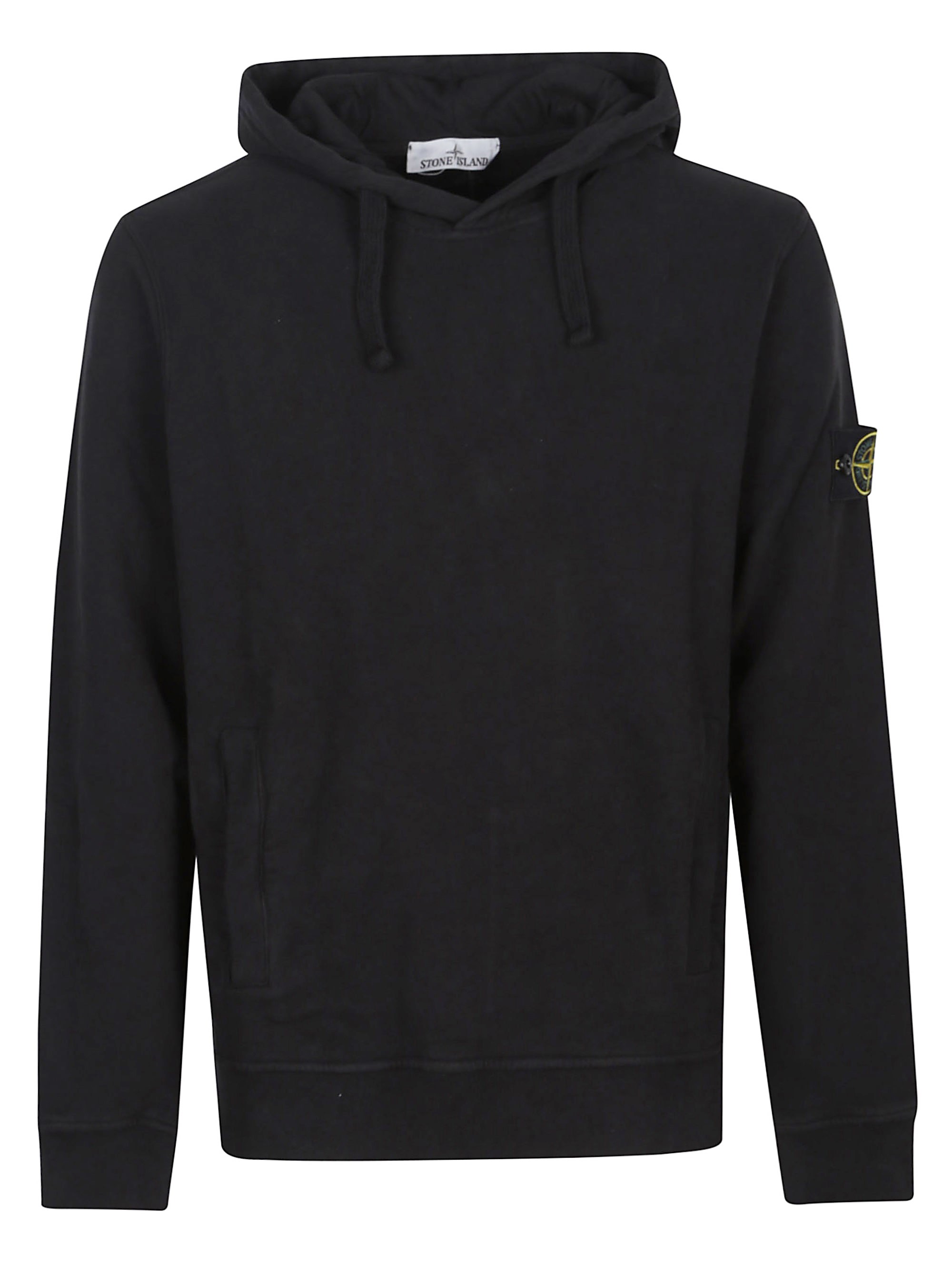 Stone Island Black Hoodie With Subtle Logo Patch In Black