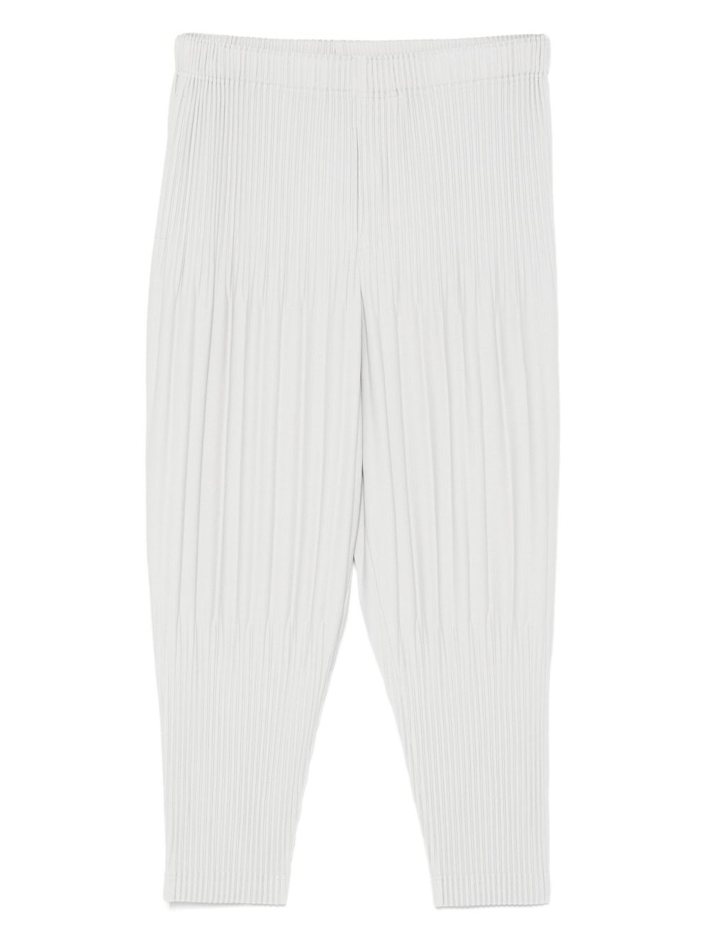Issey Miyake Basic Pleated Tapered-leg Knitted Trousers In Gray