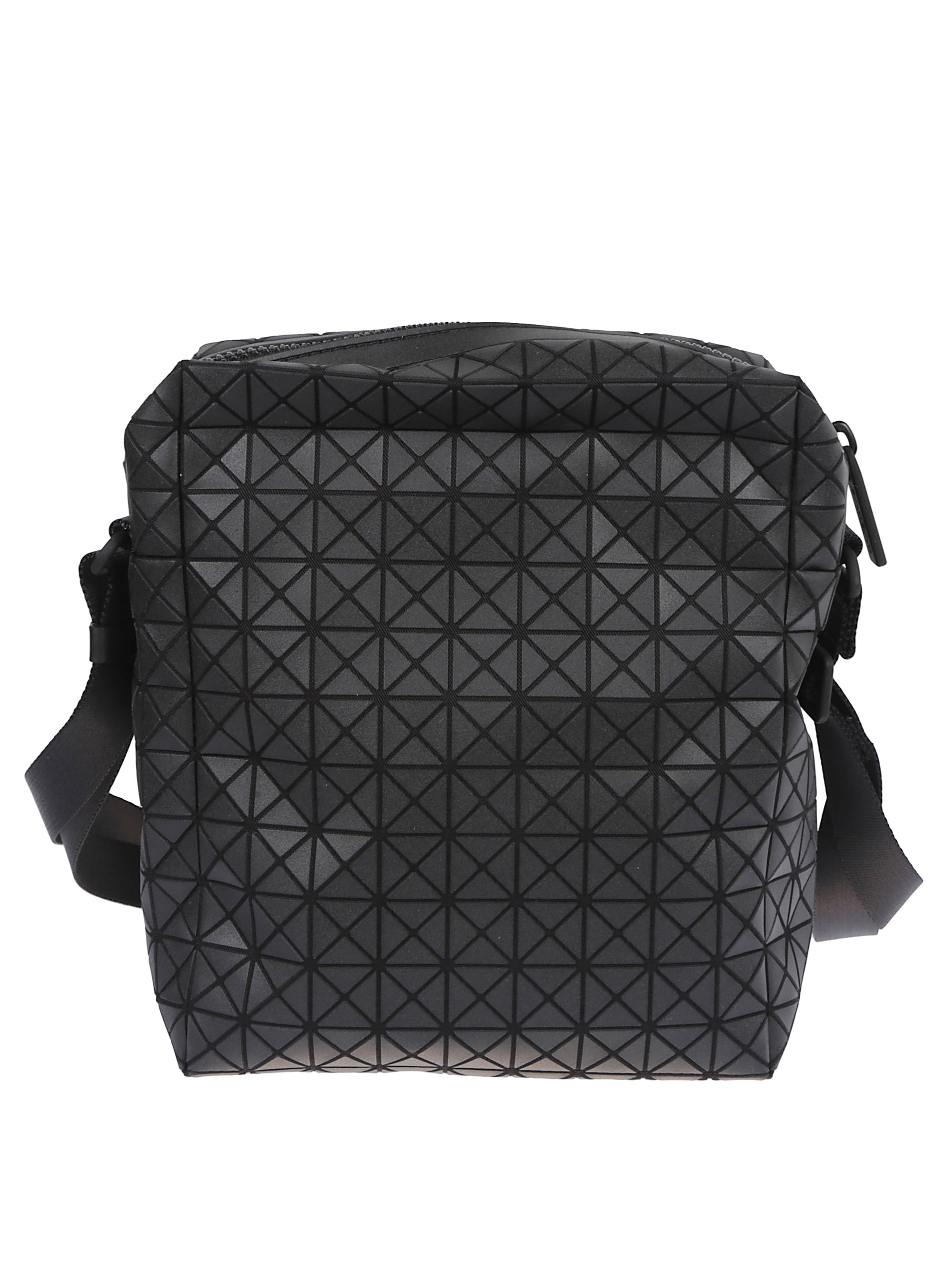 Bao Bao Issey Miyake Geometric Pattern Leather Shoulder Bag With Adjustable Strap In Black