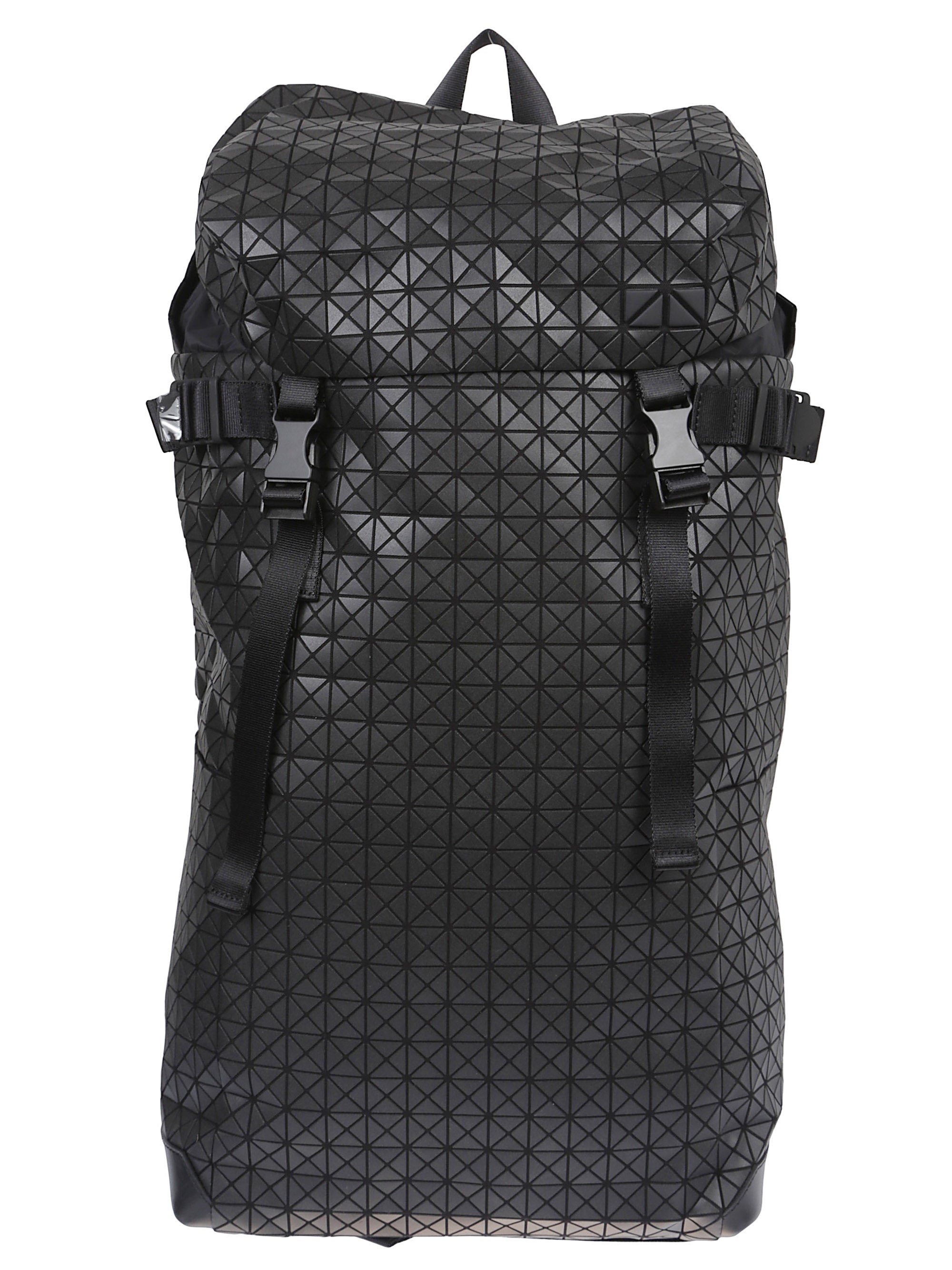 Bao Bao Issey Miyake Geometric Pattern Leather Backpack With Structured Silhouette In Black