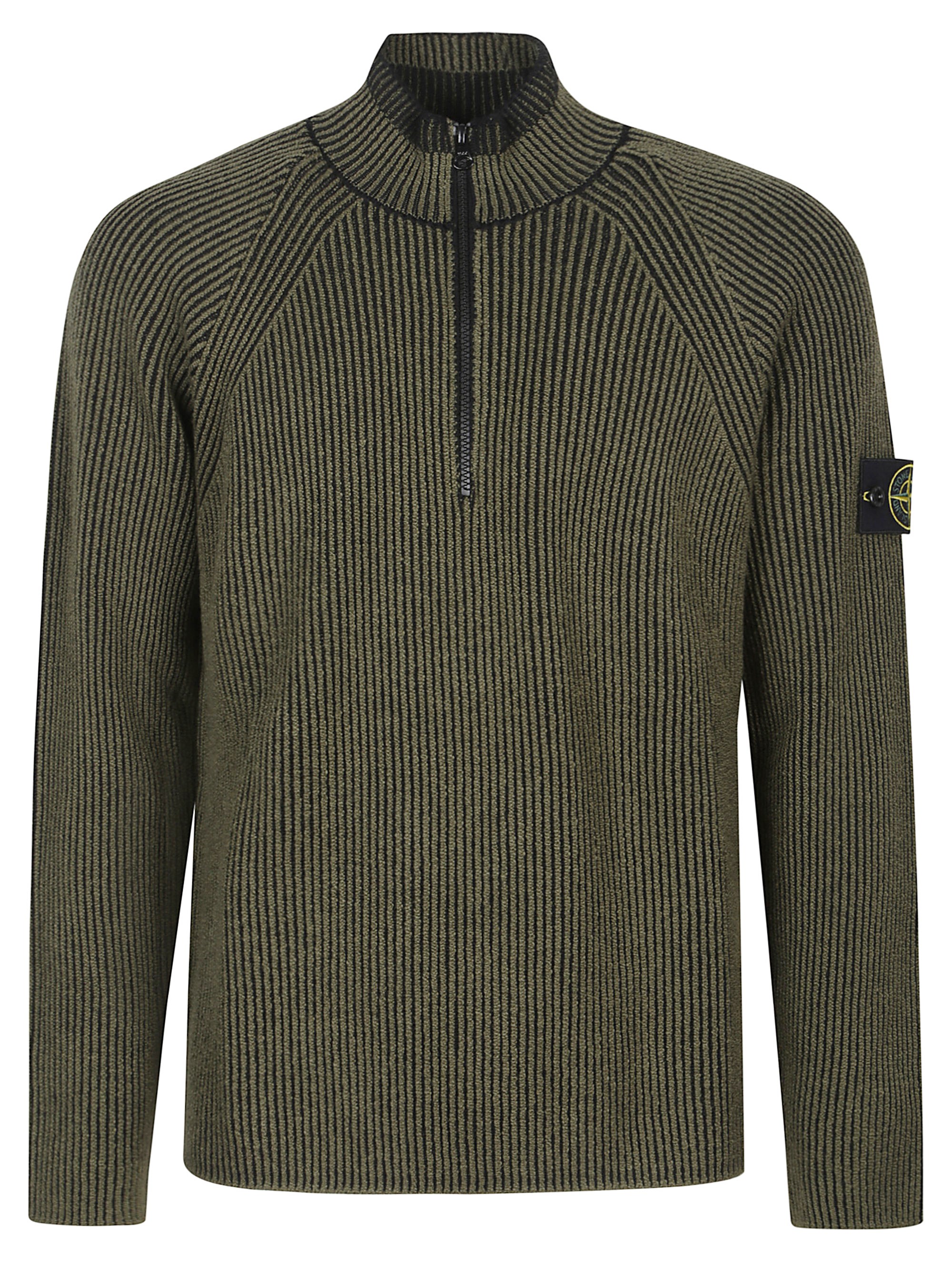 Stone Island Khaki 5100024 Full Rib Rws Wool Sweatshirt In Green