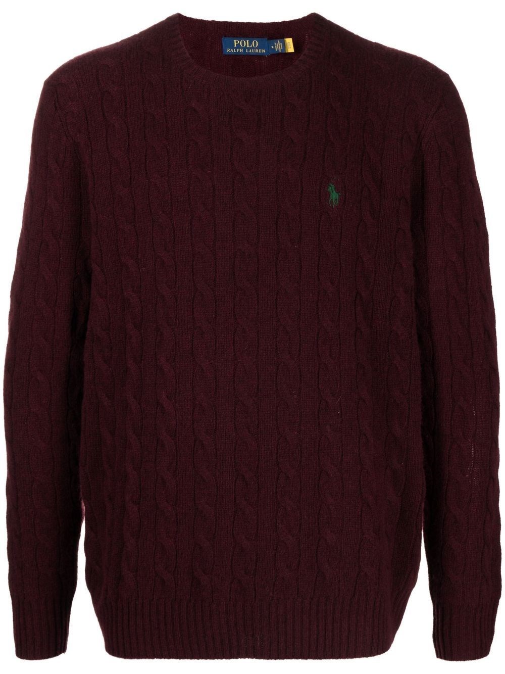 Polo Ralph Lauren Wool And Cashmere Cable Knit Sweater In Purple