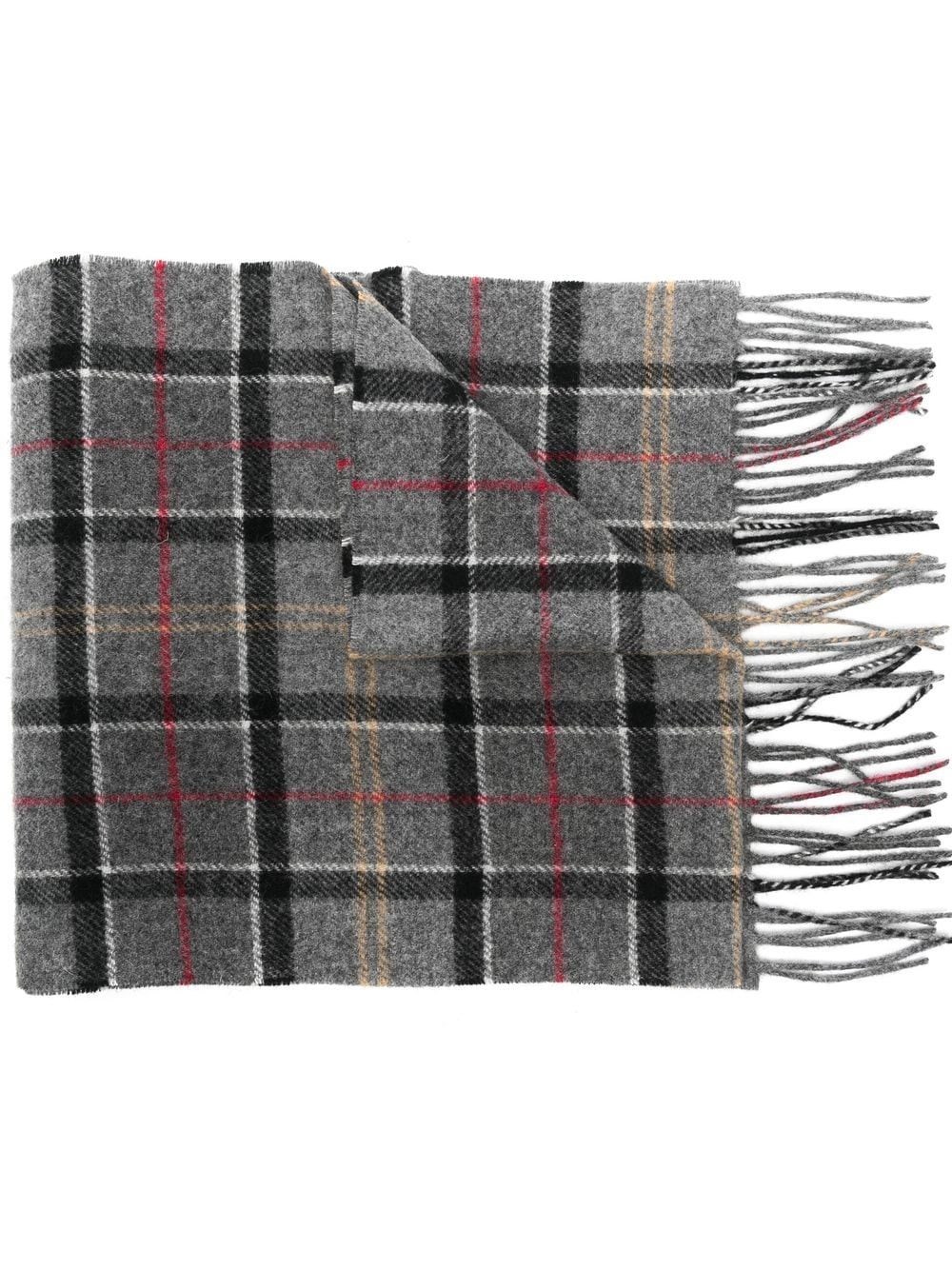 Barbour Tartan-fringed Scarf In Gray
