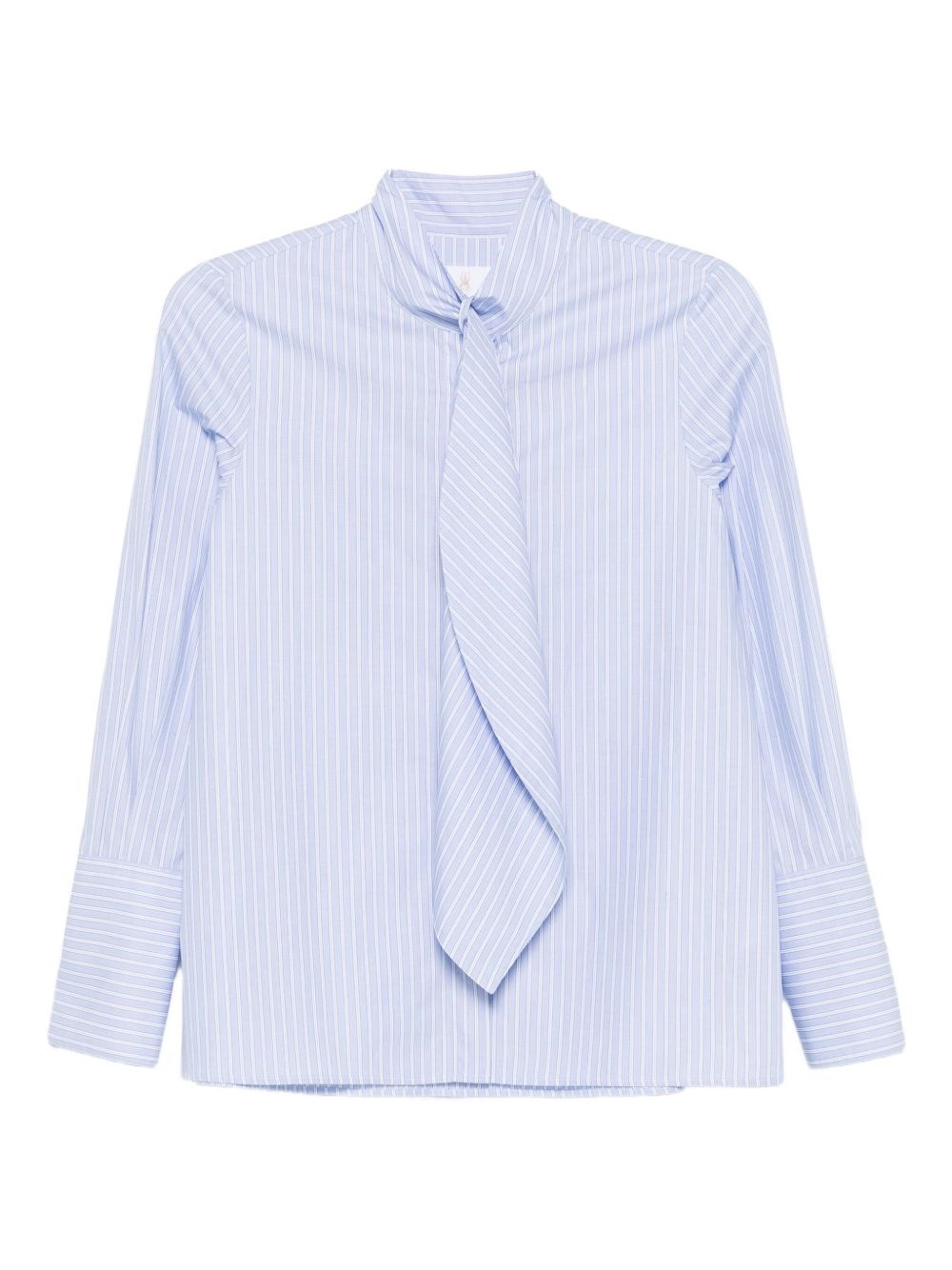 Trame Auree Stripe-pattern Tie-neck Shirt In Blue