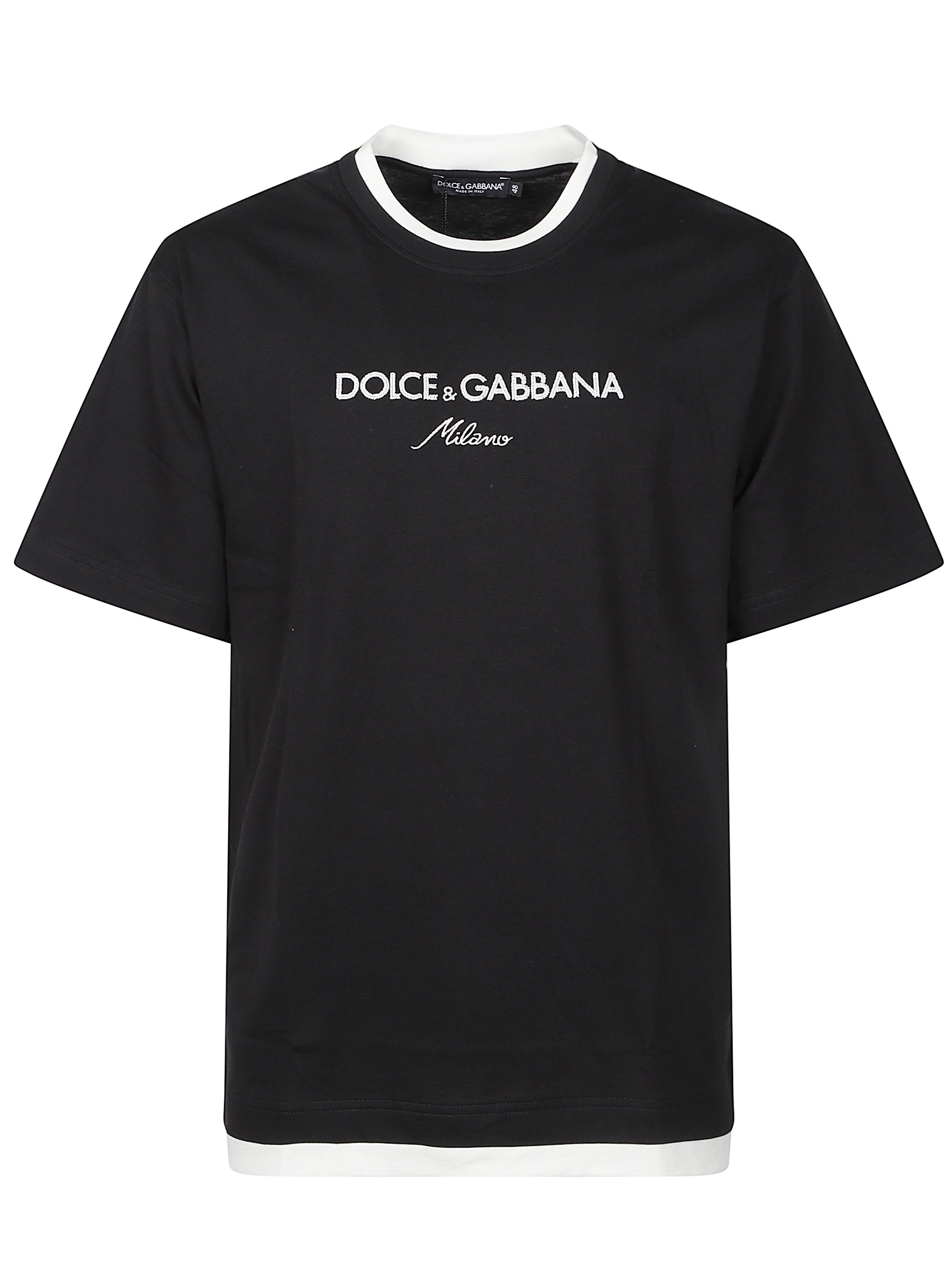 Dolce & Gabbana Logo-embroidered Layering Cotton T-shirt In Black