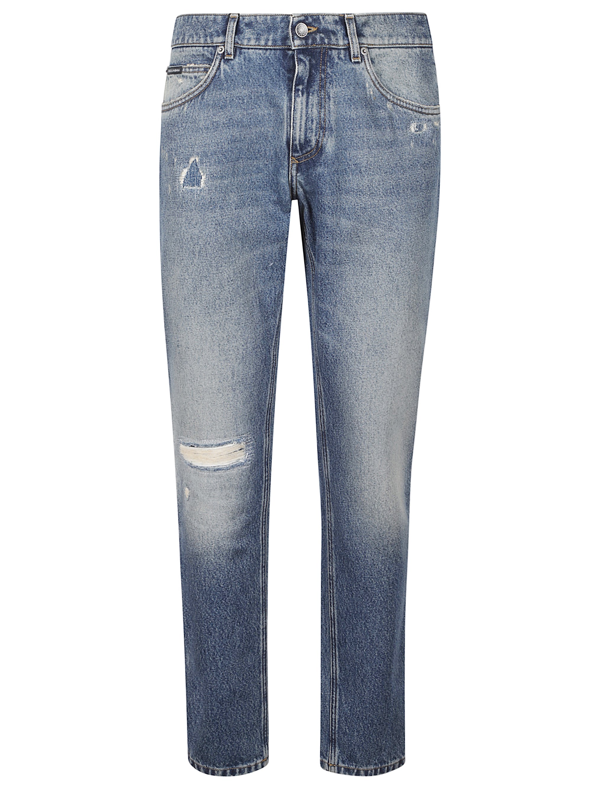 Dolce & Gabbana Men Jeans With A Worn Effect In Blue