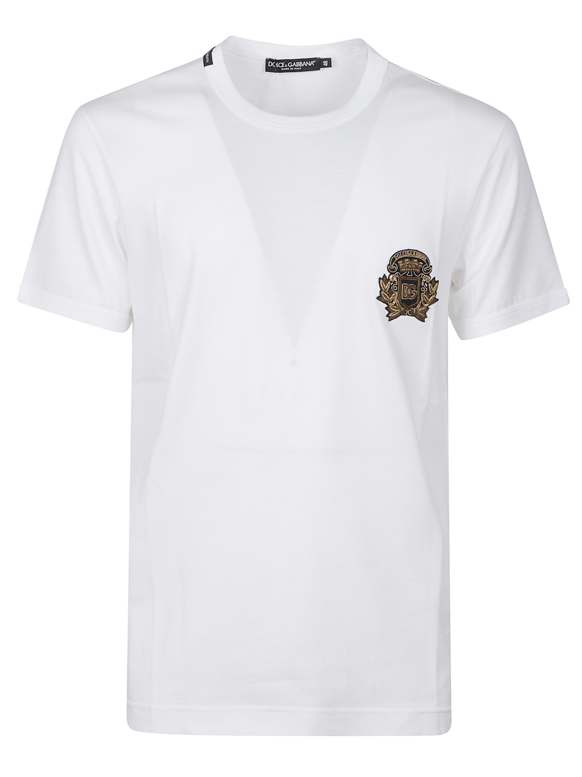 Dolce & Gabbana Cotton T-shirt With Crest Embellishment In Multi