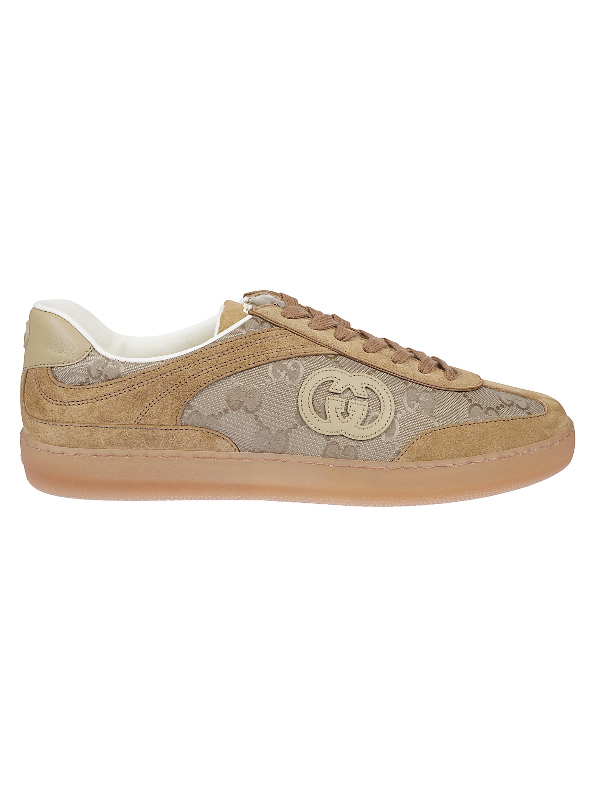 Gucci G74 Logo-patch Suede Sneakers In Brown
