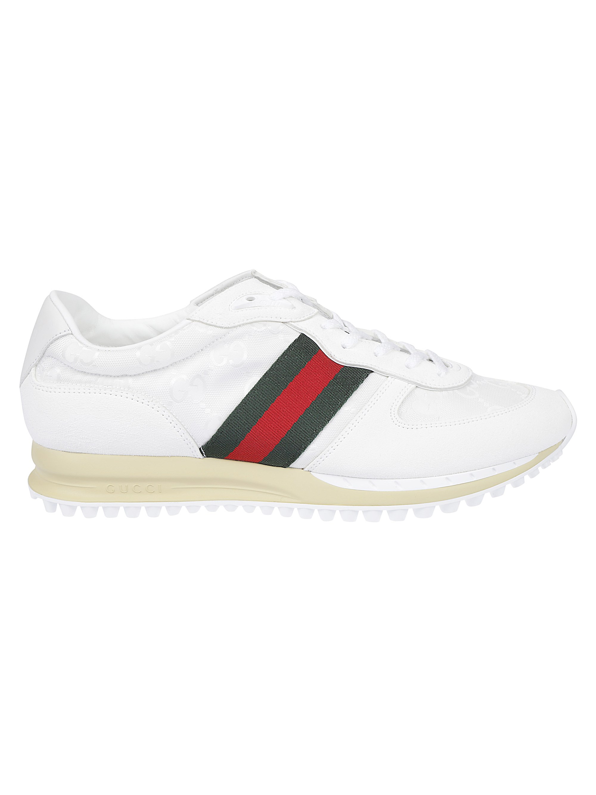 Gucci Re-motion Monogram Stripe Sneakers In White