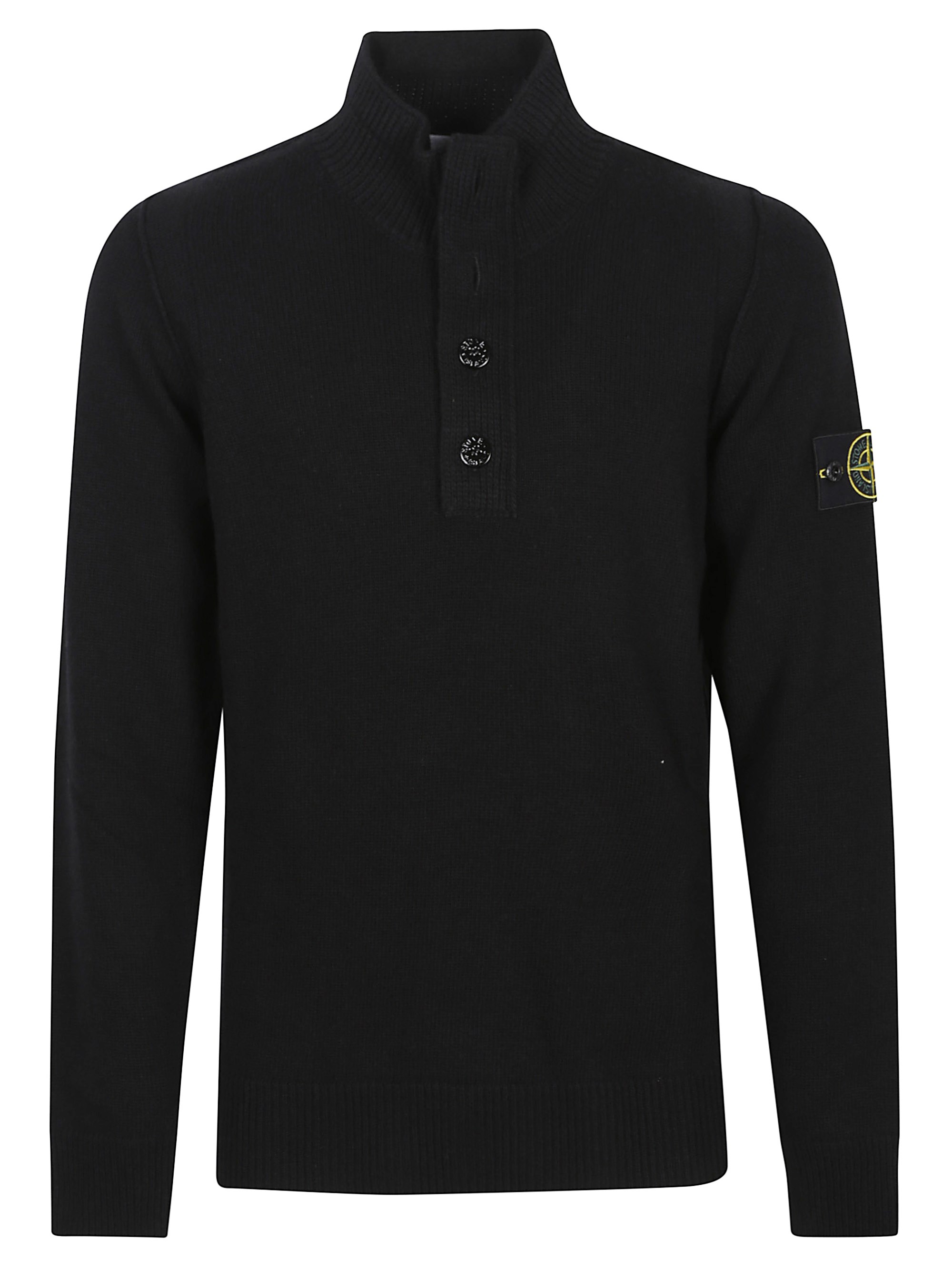 Stone Island Lambswool Polo Shirt In Black