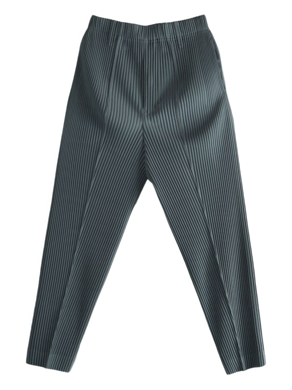 Issey Miyake Homme Plisse' Teal Green Polyester Pant In Animal Print