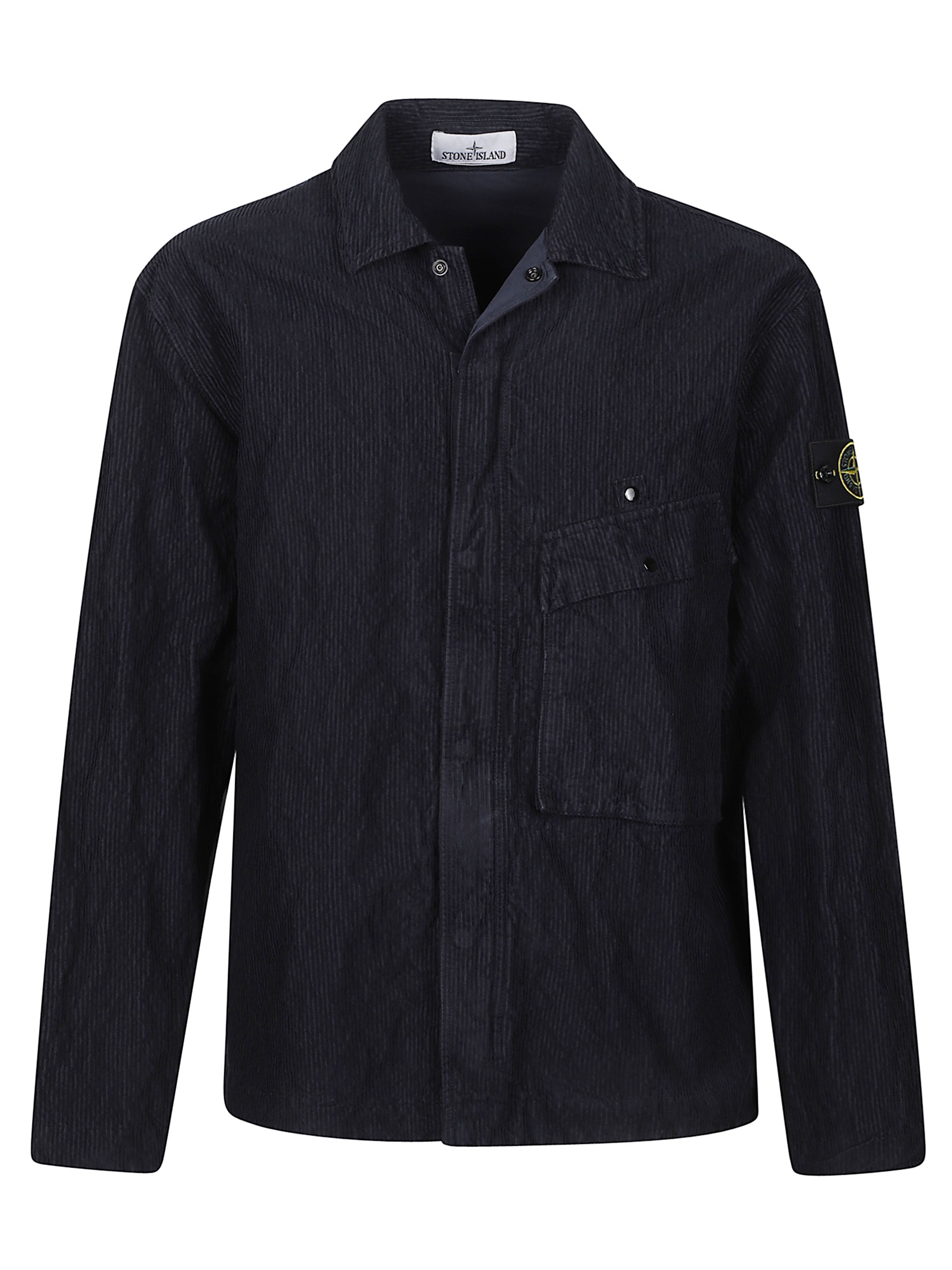 Stone Island Corduroy Overshirt Shirts Blue In Black