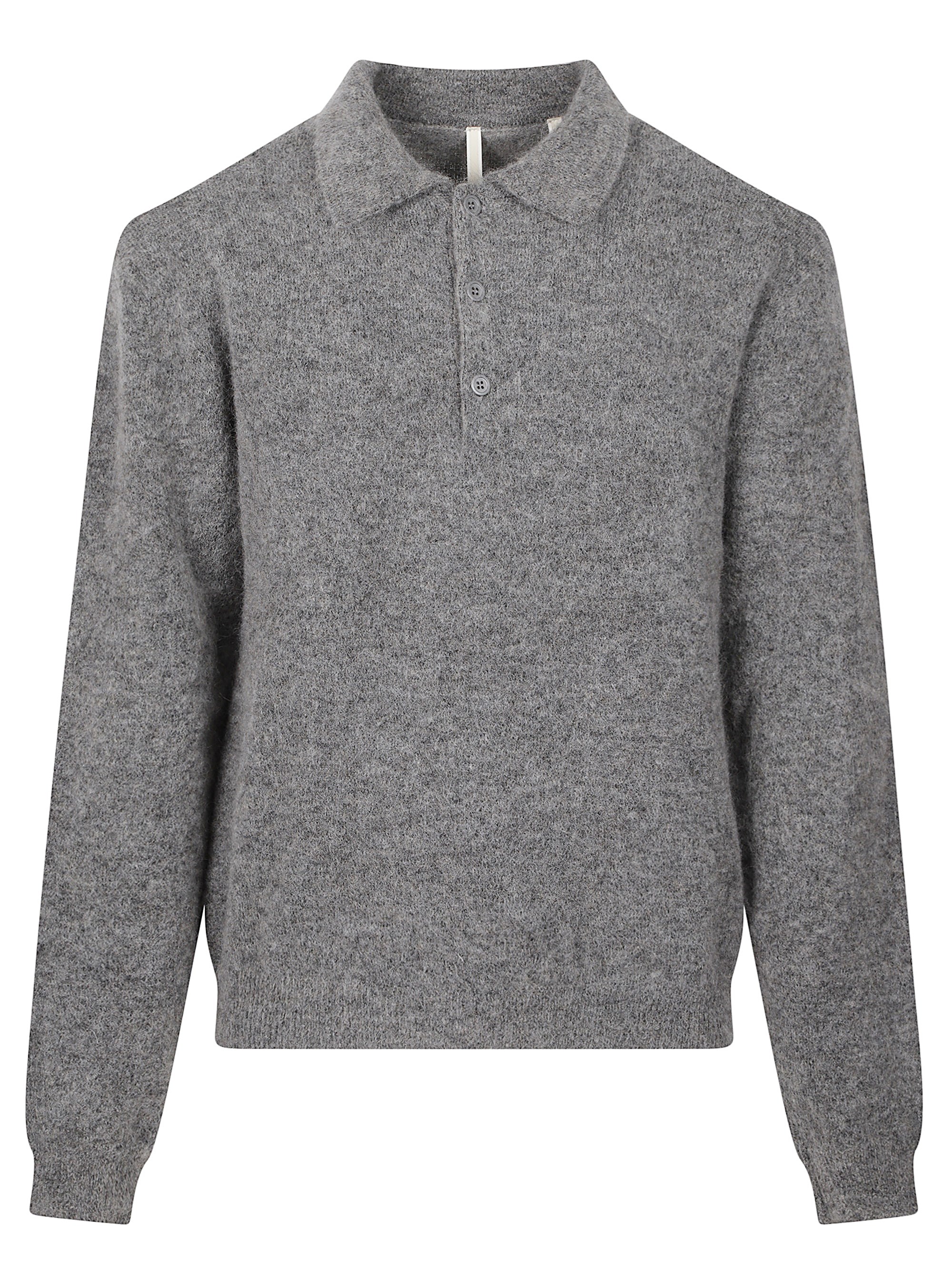 Sunflower Collared Wool Sweater With Ribbed Cuffs And Hem In Gray