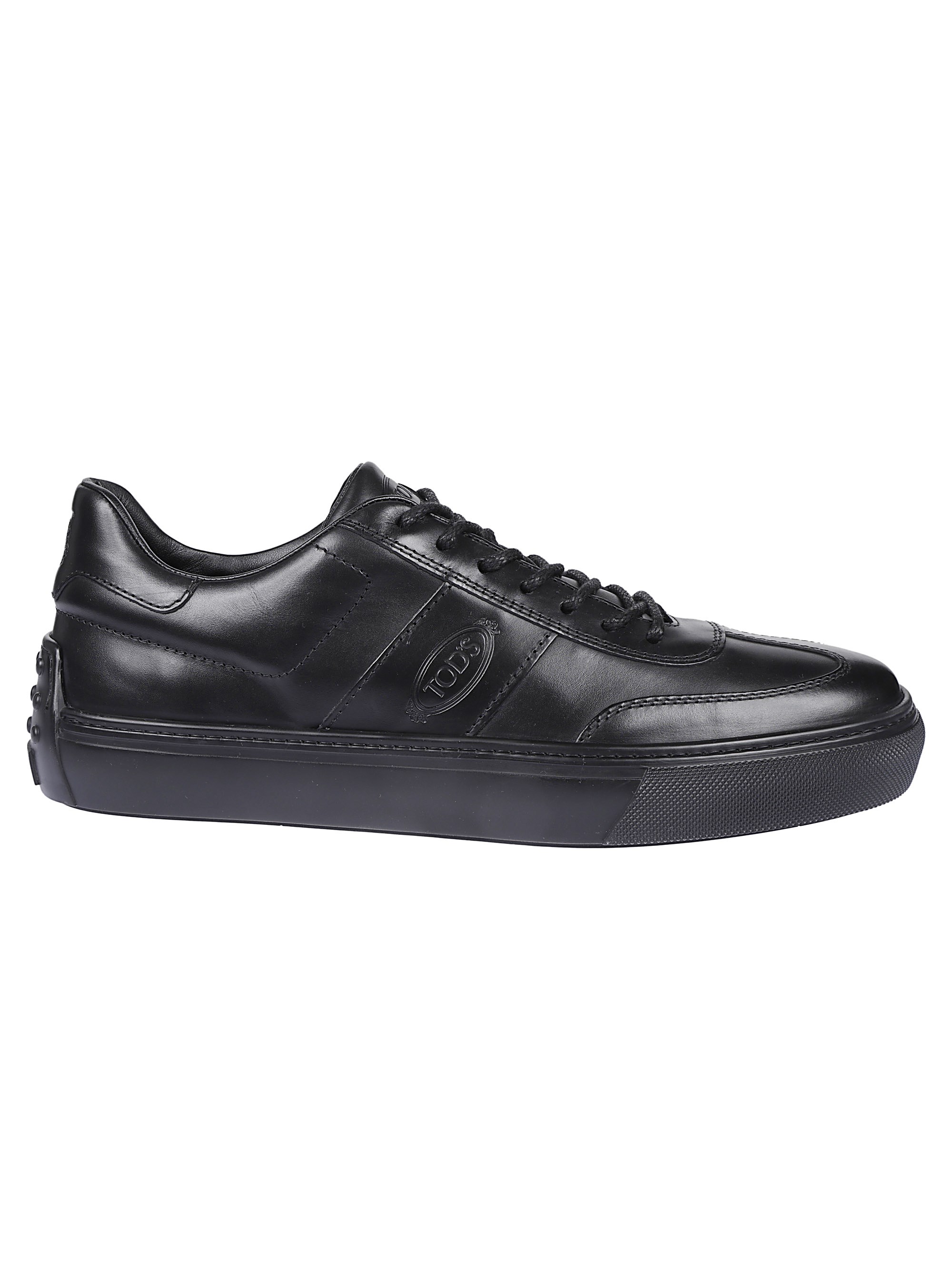 Tod's Logo-debossed Leather Sneakers In Black