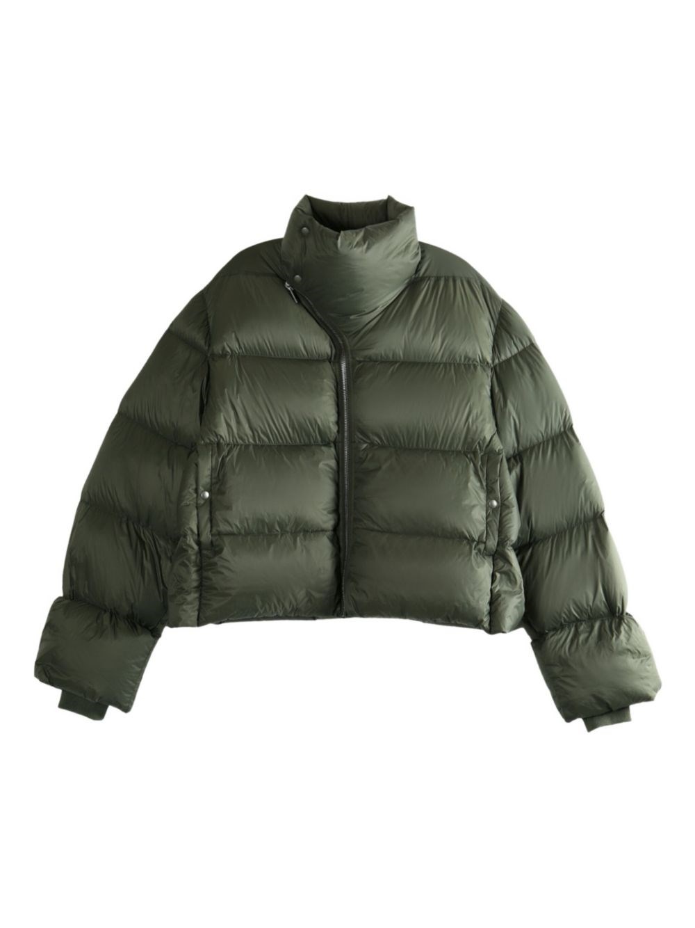 Rick Owens Asymmetrical Zip Down Jacket Turtle Design In Green