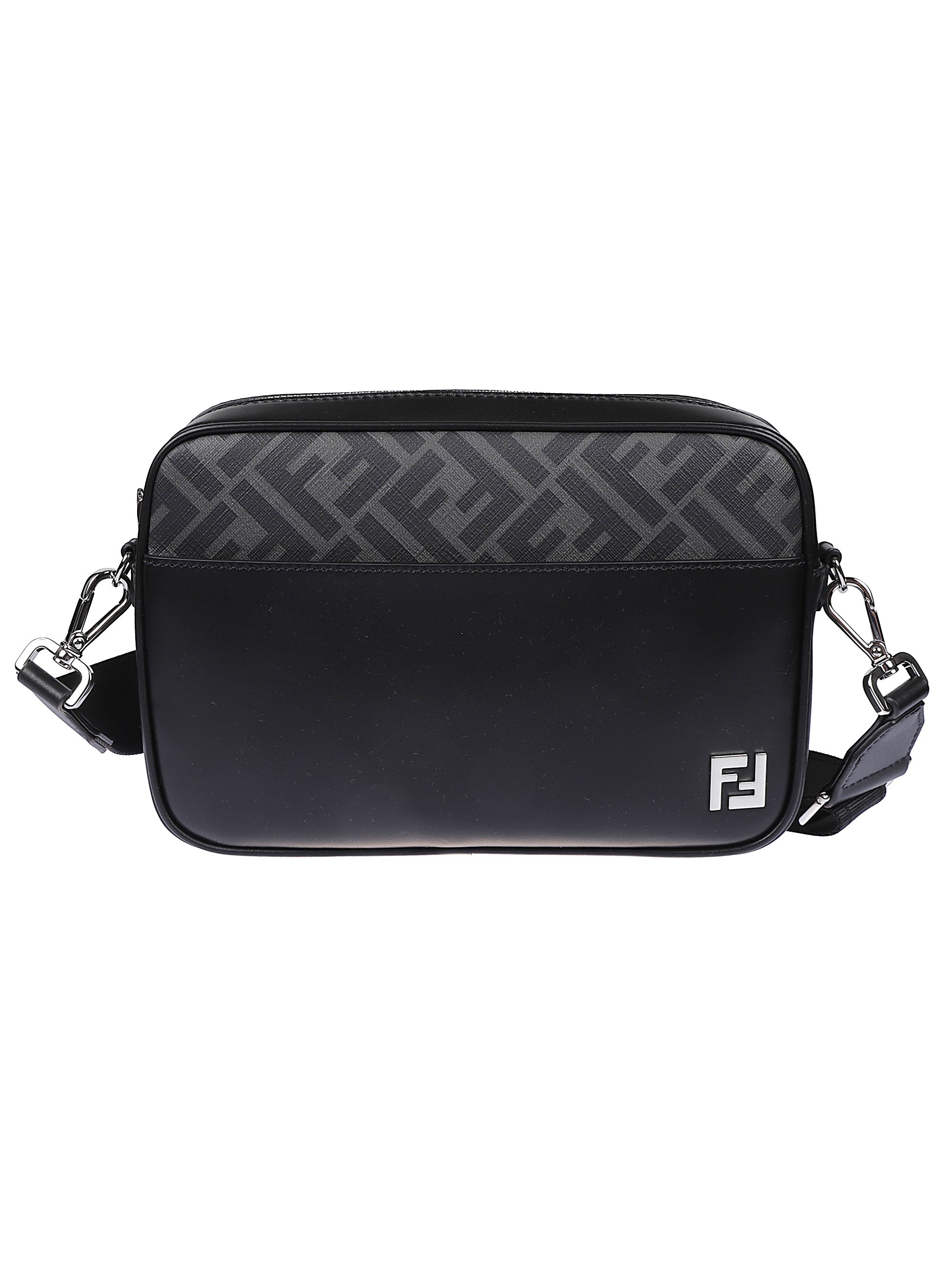 Fendi Men Camera Case Squared Ff Crossbody Bag In Black