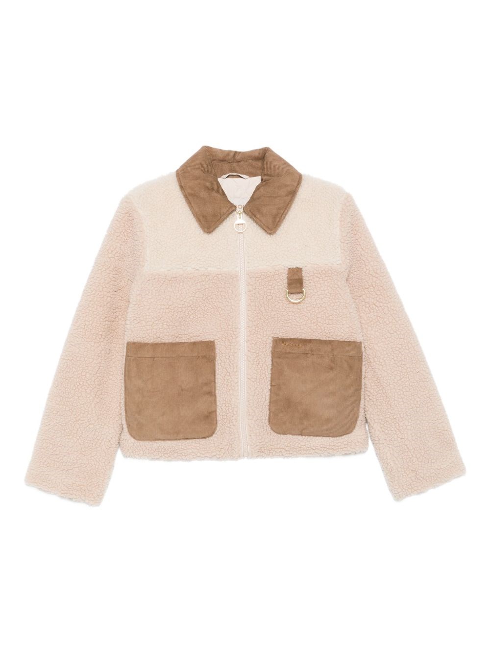 Barbour Collar Contrast Textured Fabric Patch Pockets D-ring In Neutral