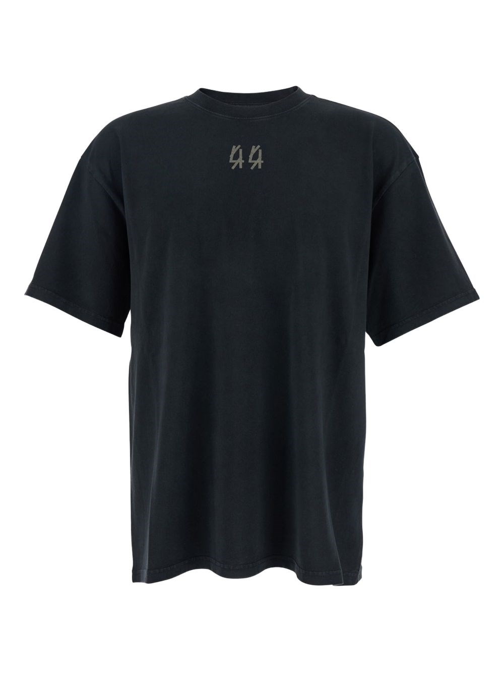 44 Label Group Black Crewneck T-shirt With Logo On The Front And Maxi Logo On The Rear In Cotton Man In Black