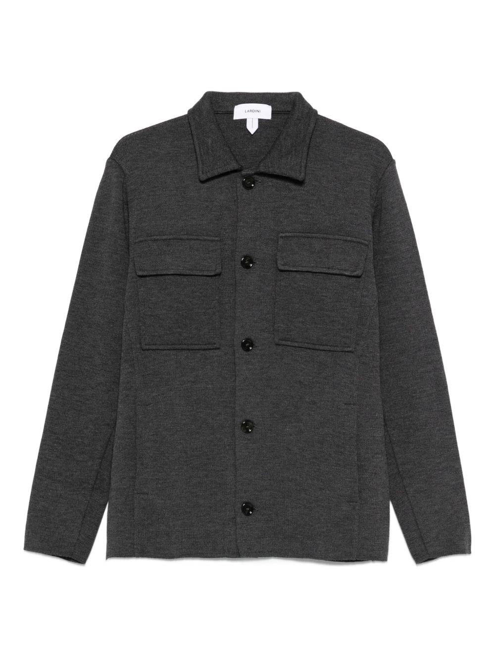 Lardini Knitted Jacket With Chest Pockets And Collar In Gray